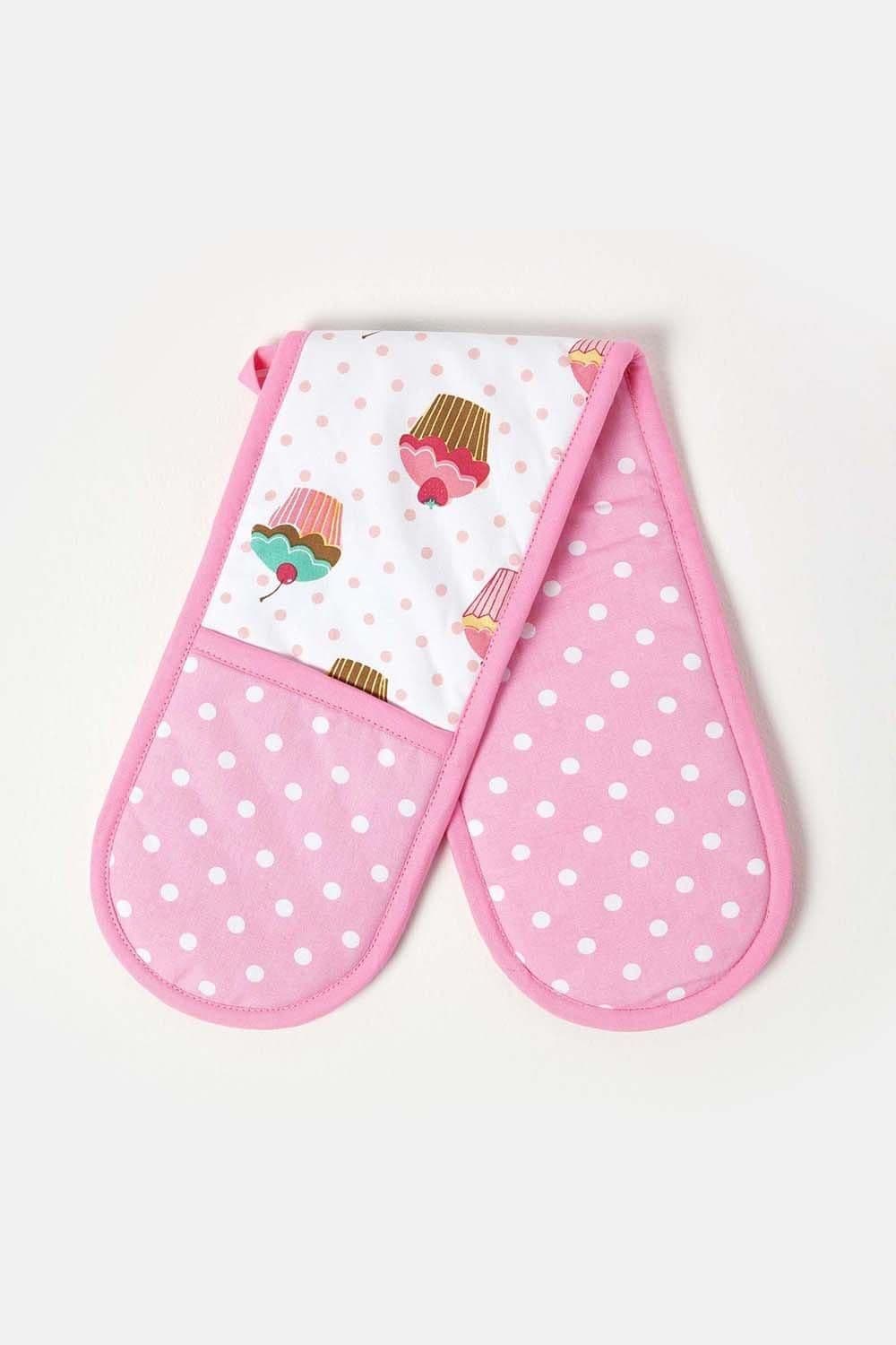 Cotton Cupcakes Pink Double Oven Glove