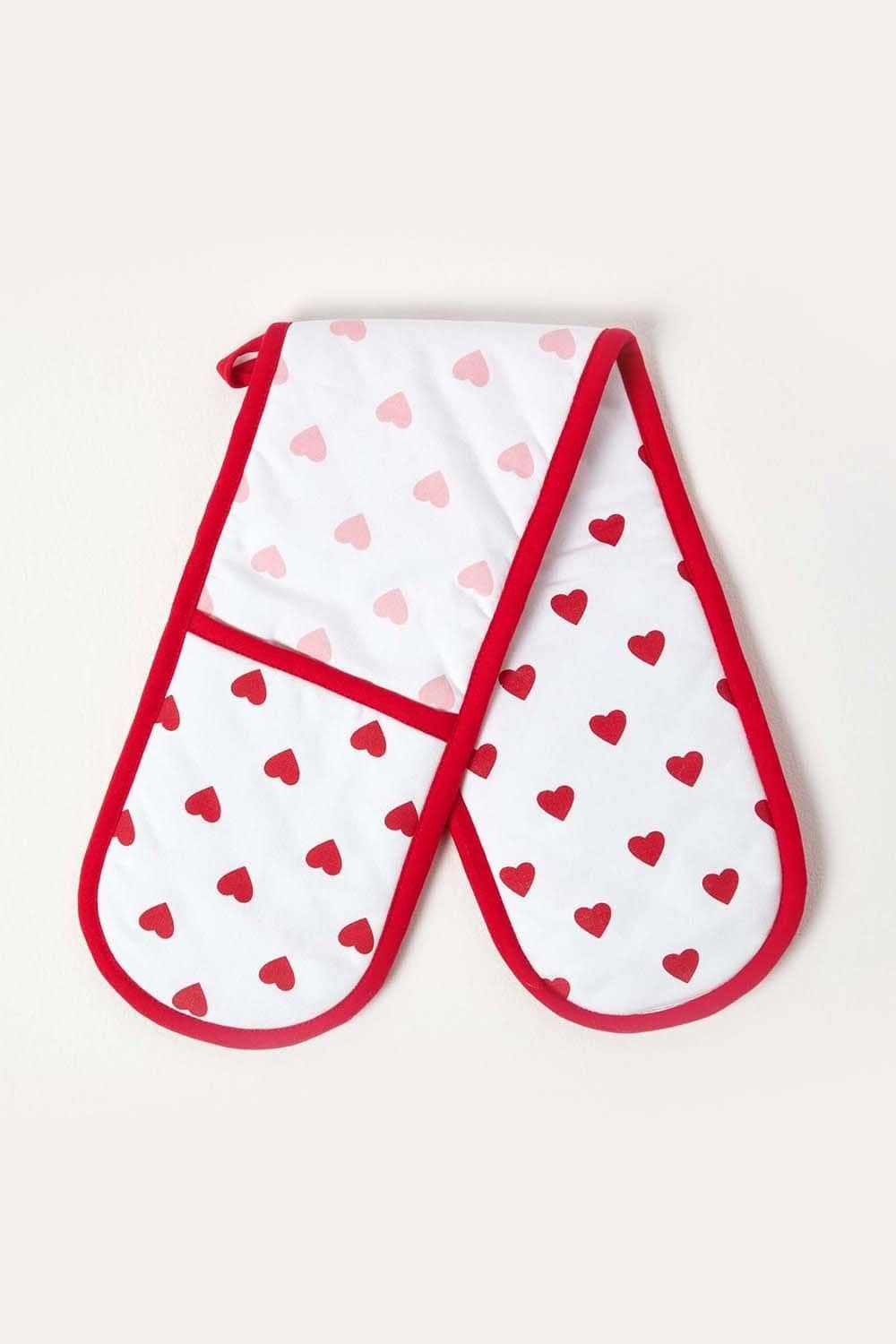Hearts Cotton Double Oven Glove