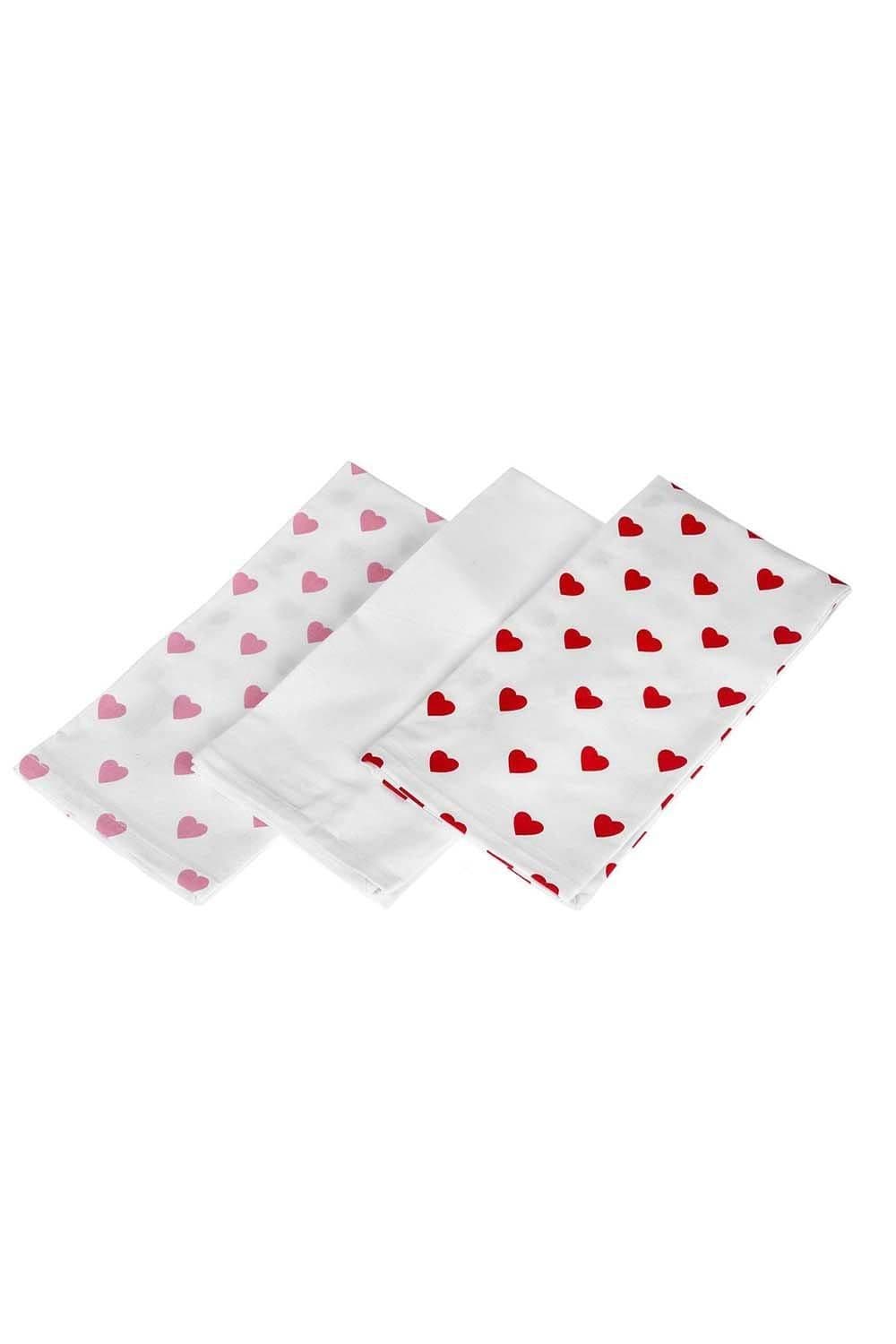 Hearts Cotton Tea Towels Set Three