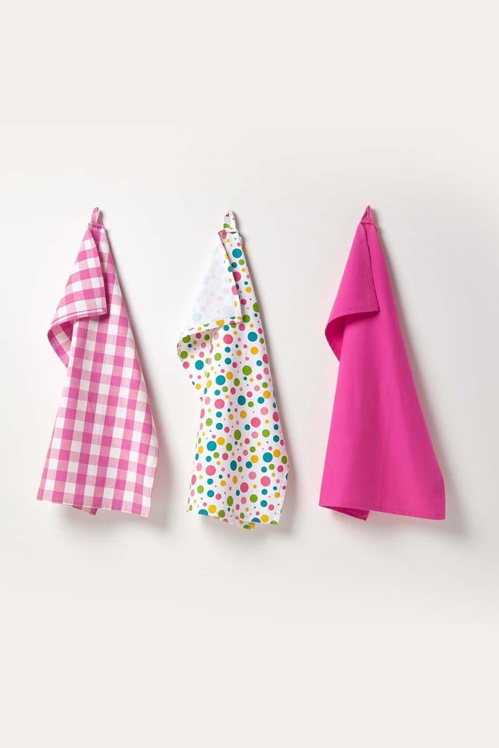 Polka Dot Cotton Tea Towels Set Three