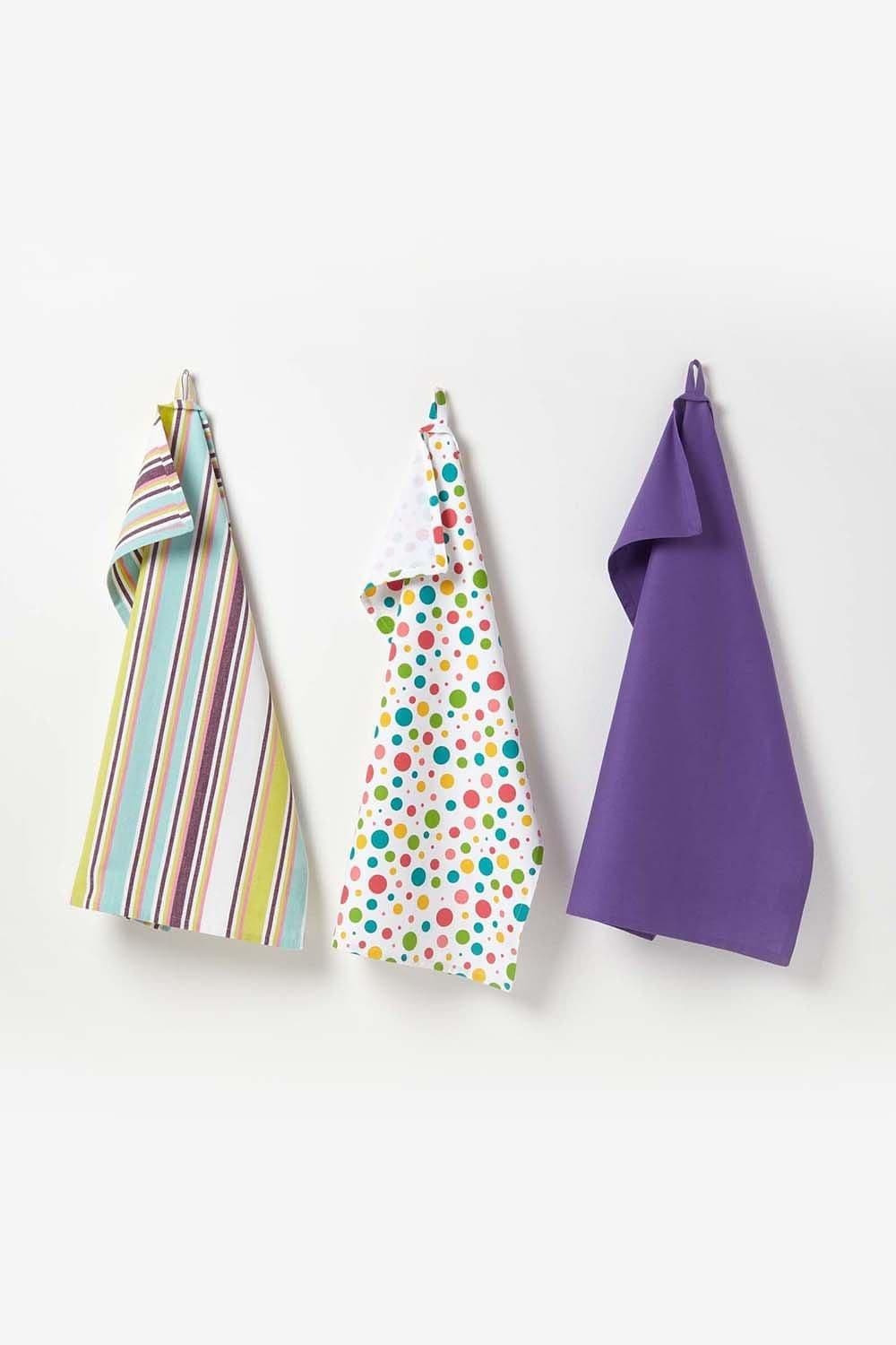 Osaka Stripe Cotton Tea Towels Set Three