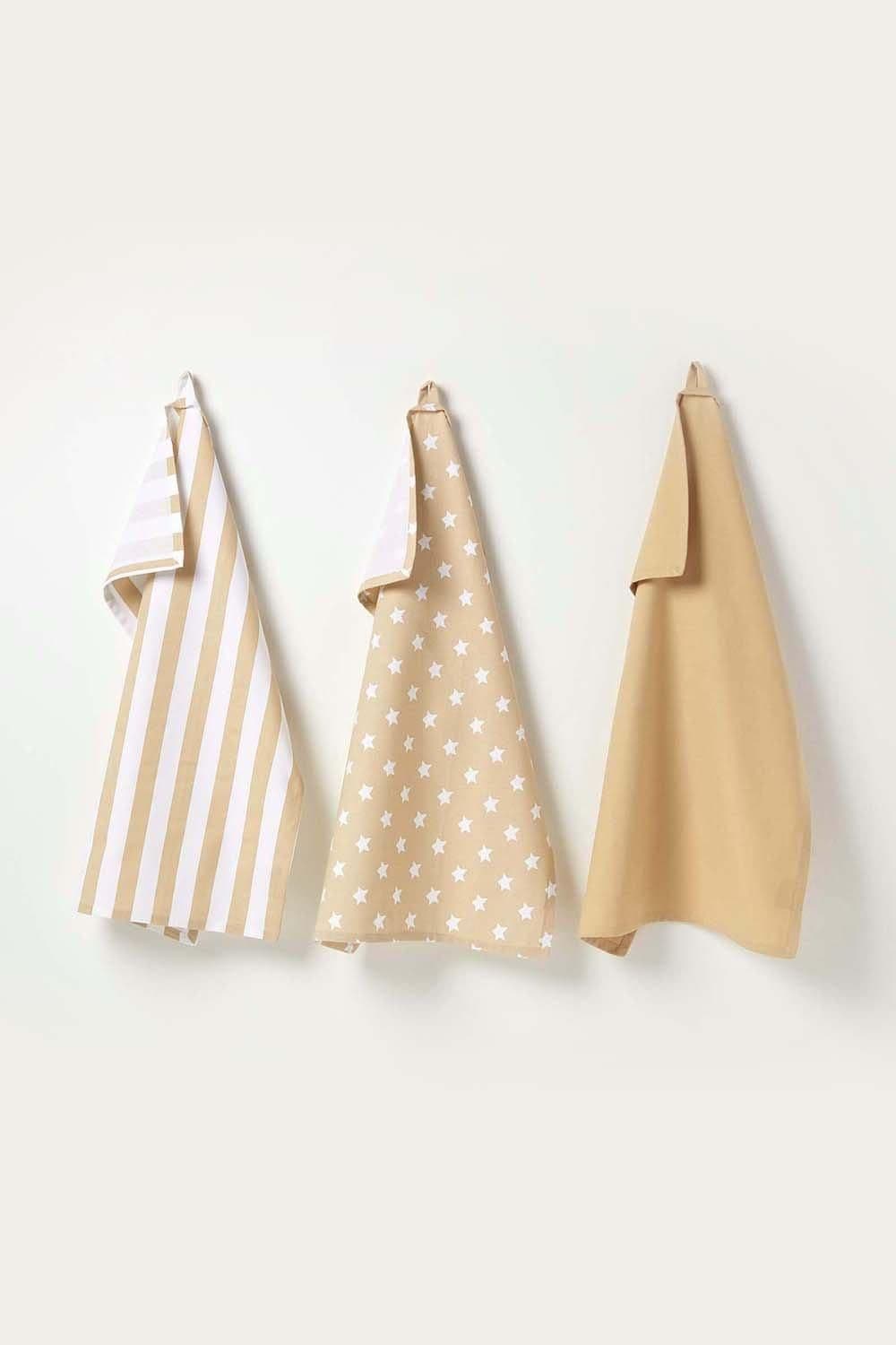 Stars Cotton Tea Towels Set Three