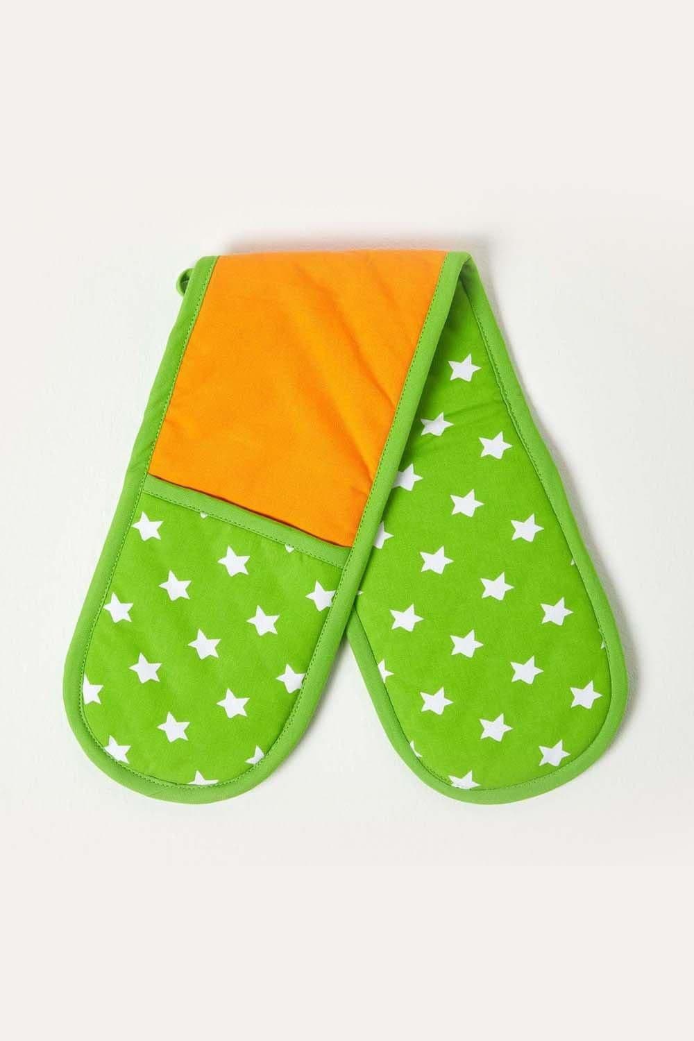 Orange Stars Cotton Double Oven Glove