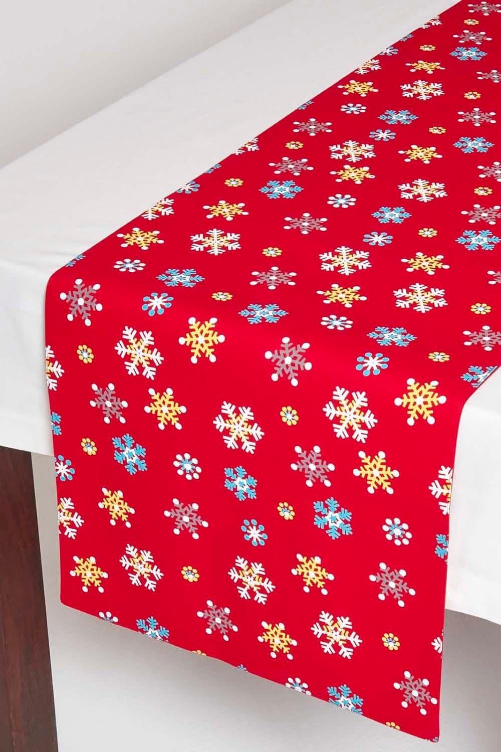 Cotton Christmas Snowflake Table Runner