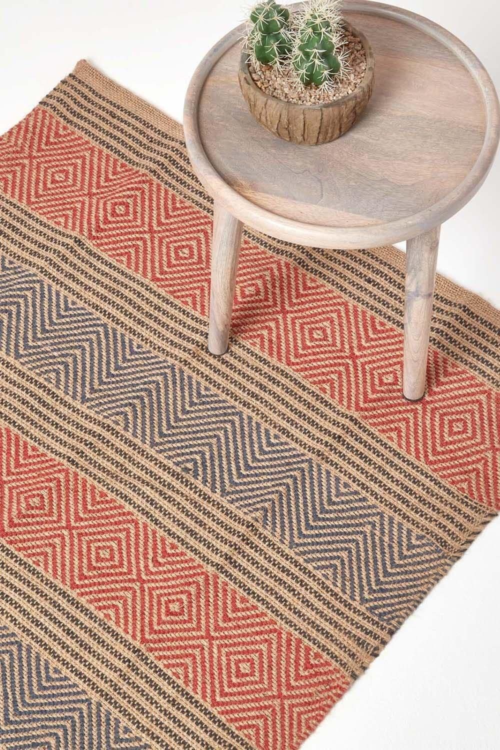 Geometric Patterned Jute Hall Runner 66 x 200 cm