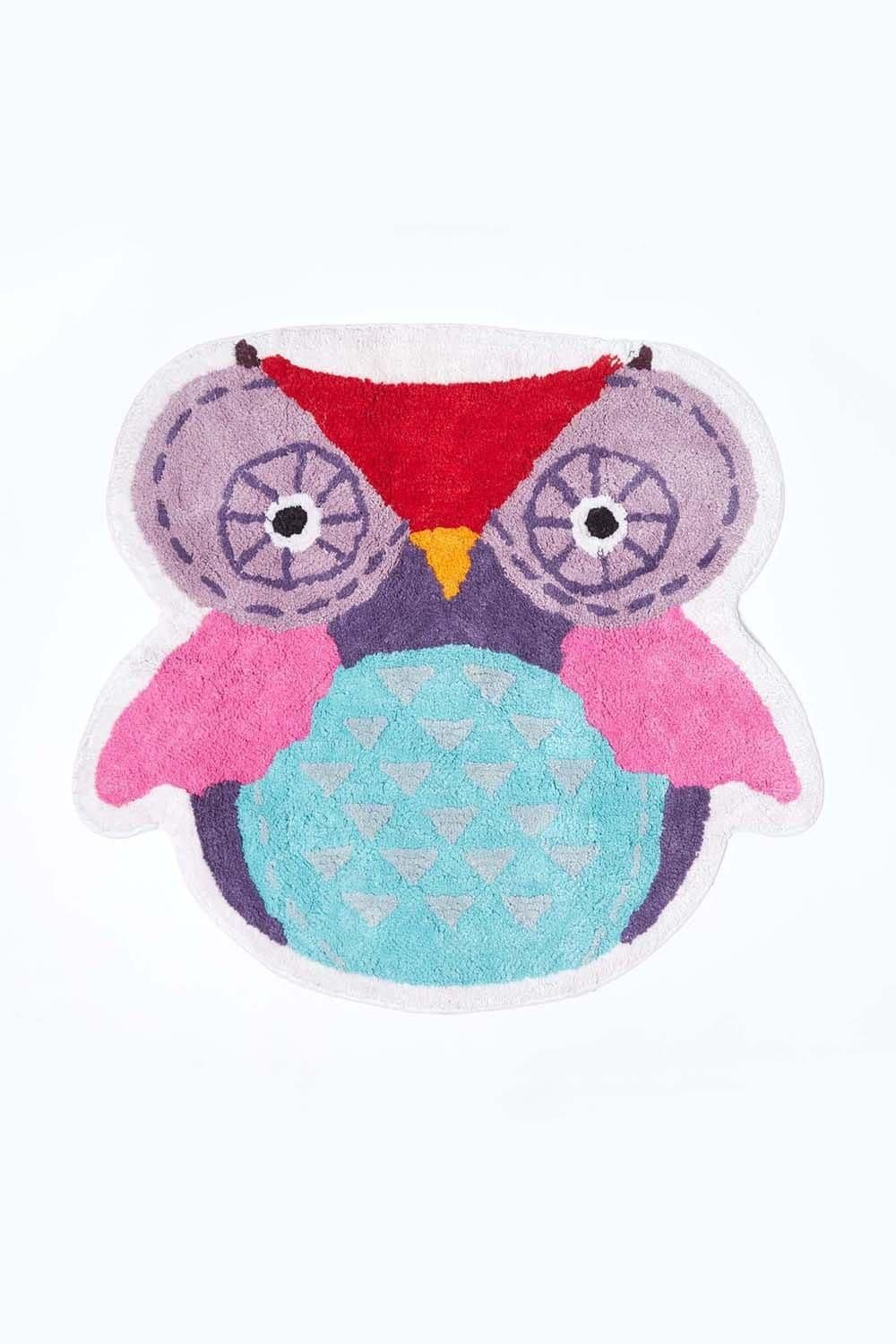 Cotton Tufted Washable Owl Rug