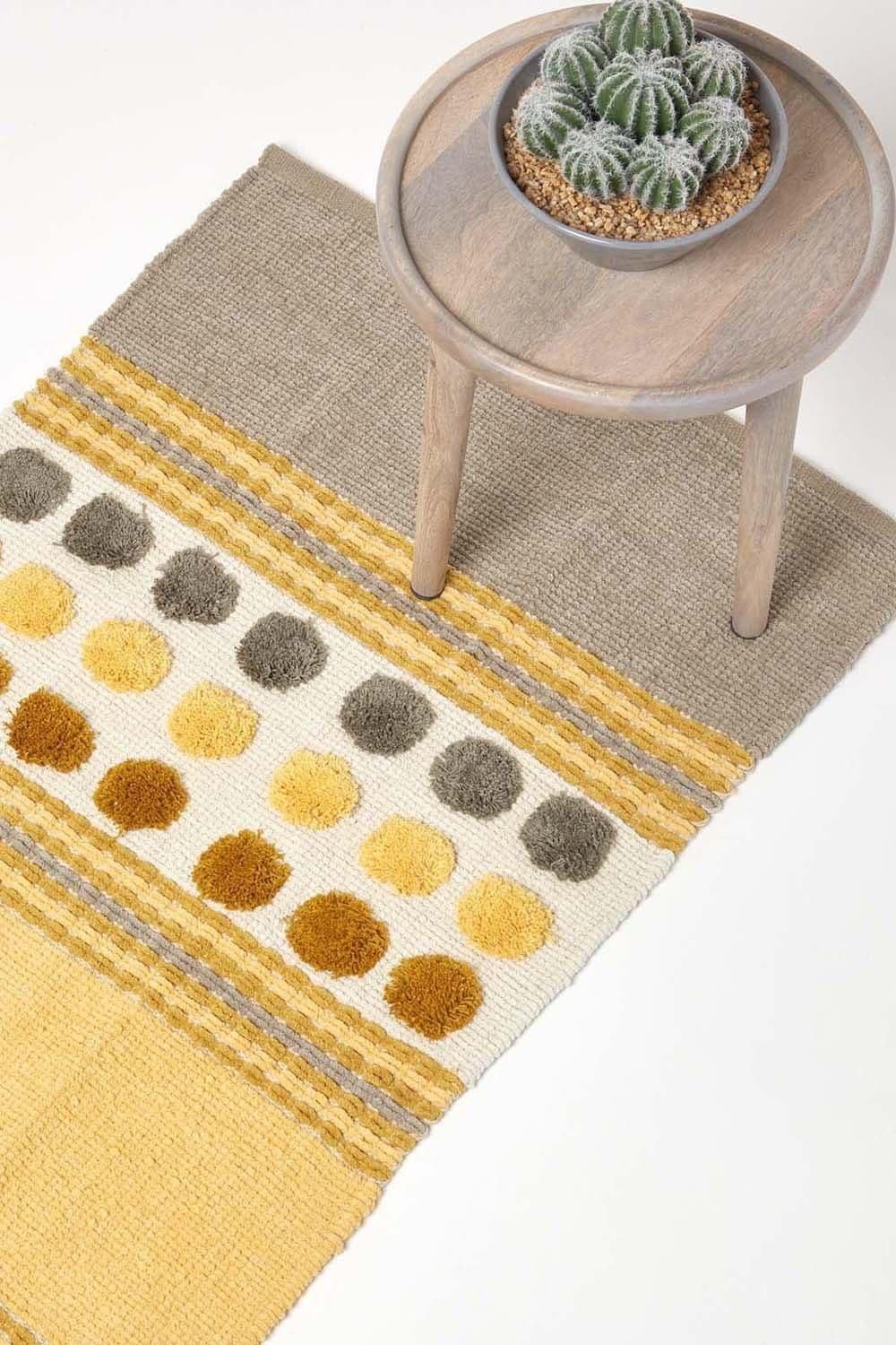 Cotton Chenille Striped Tufted Circle Hall Runner 66 x 200cm