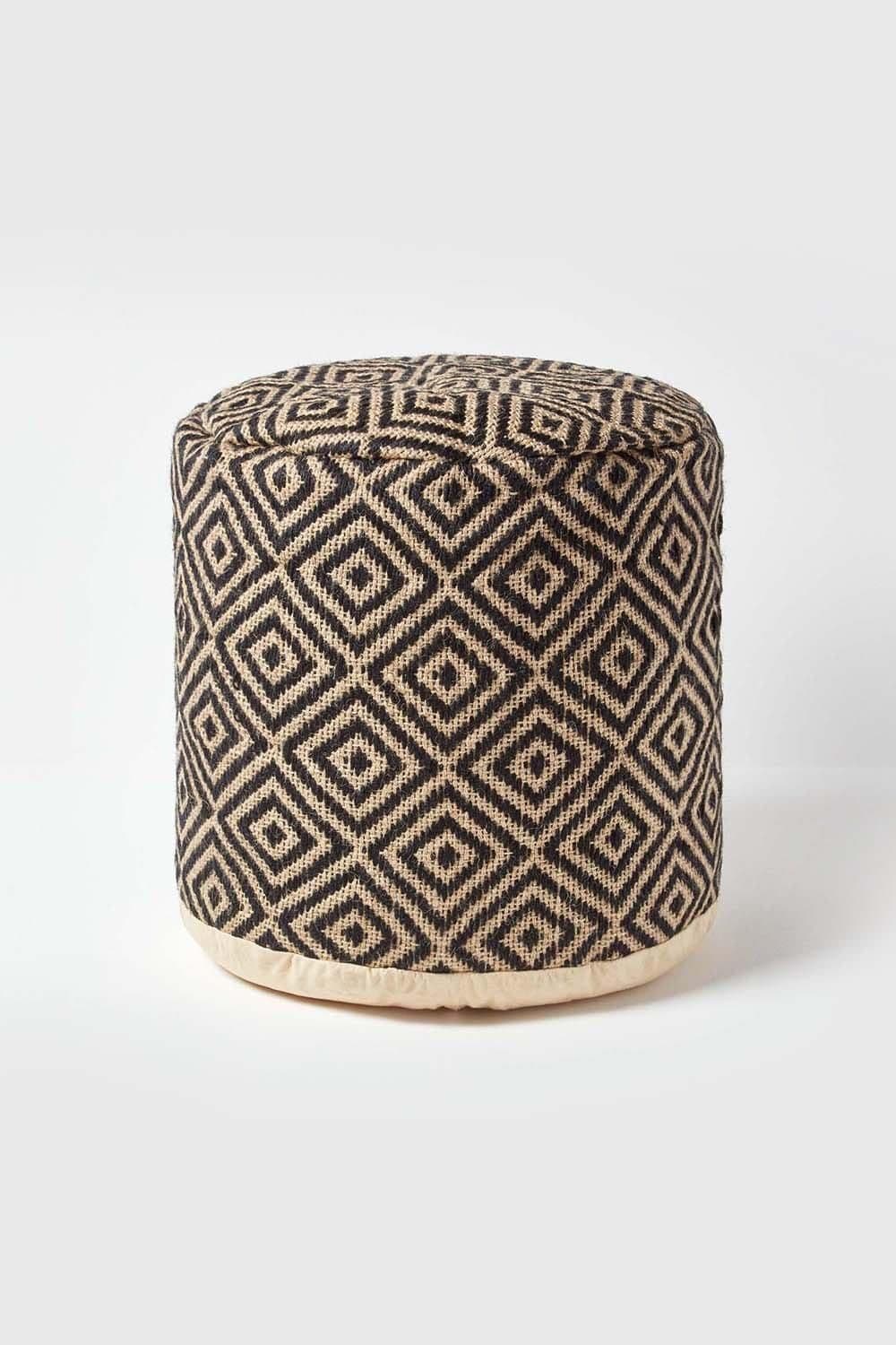 Aztec Style Jute Footstool Beanbag Round