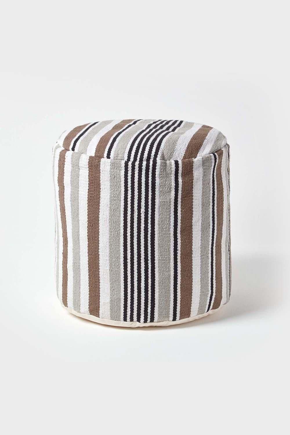 Stripe Bean Filled Pouffe Tall 45 x 40 cm