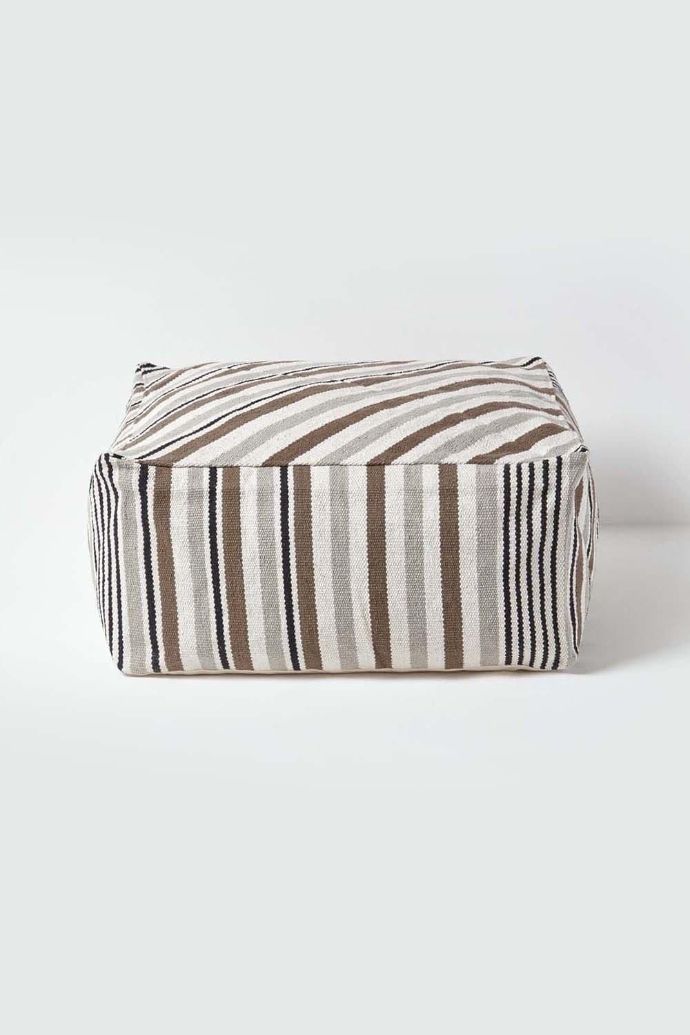 Stripe Beanbag Cube Pouffe Large 60 x 60 x 30 cm