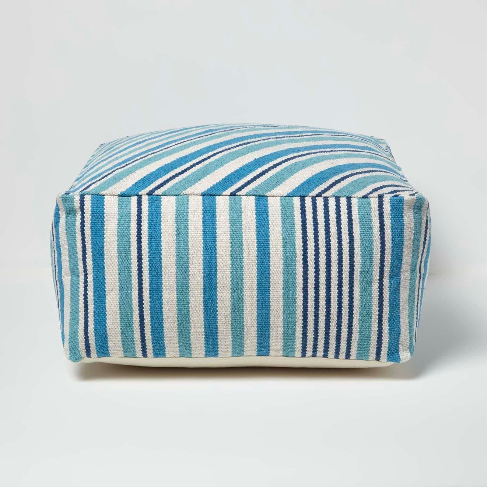 Stripe Beanbag Cube Pouffe Large