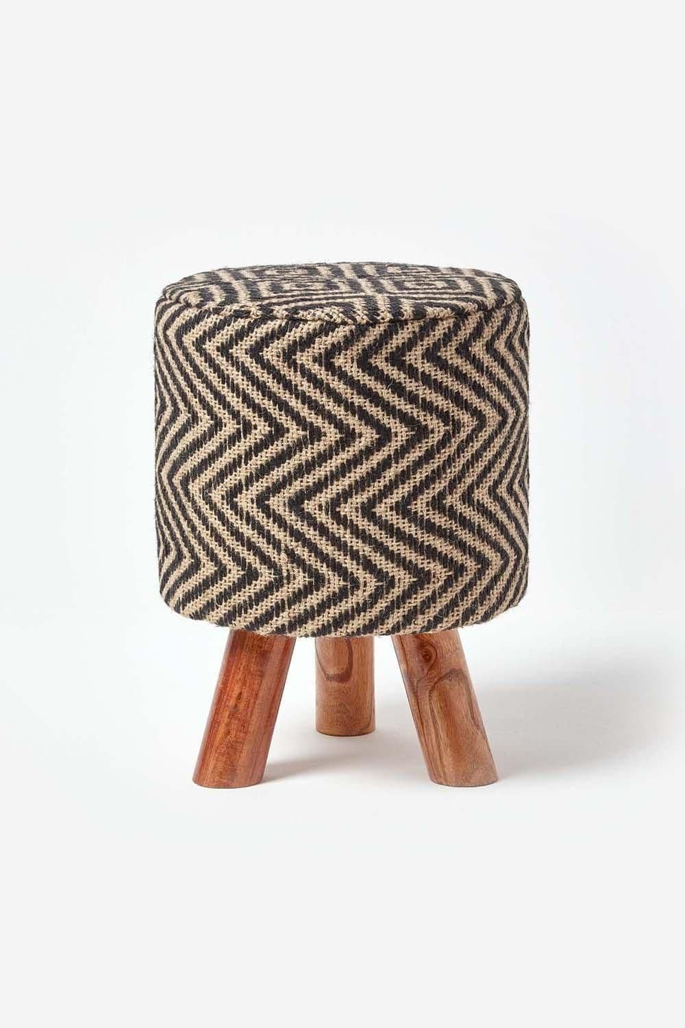 Modern Style Diamond Jute Footstool