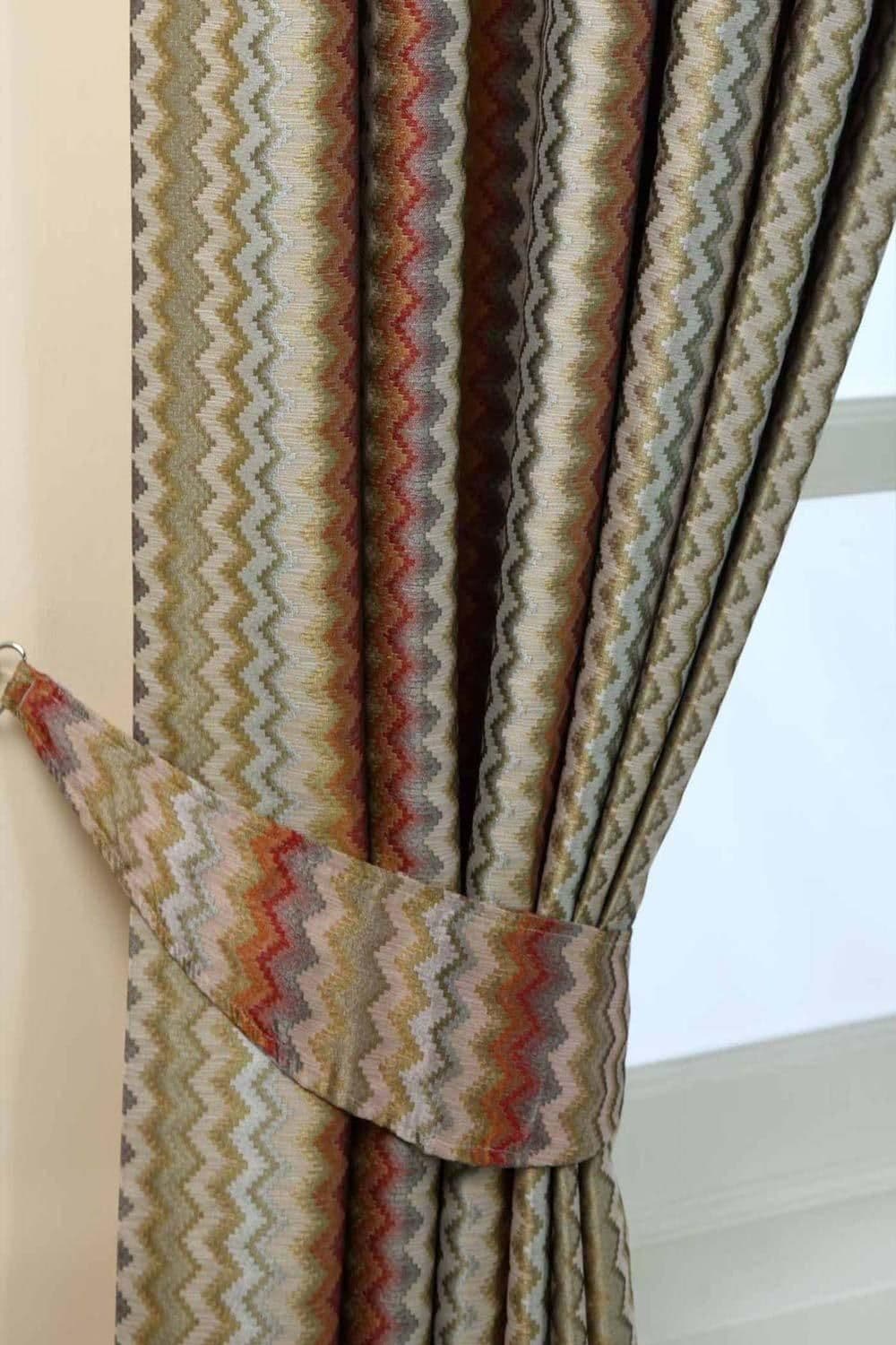 Zig Zag Jacquard Curtain Tie Back Pair