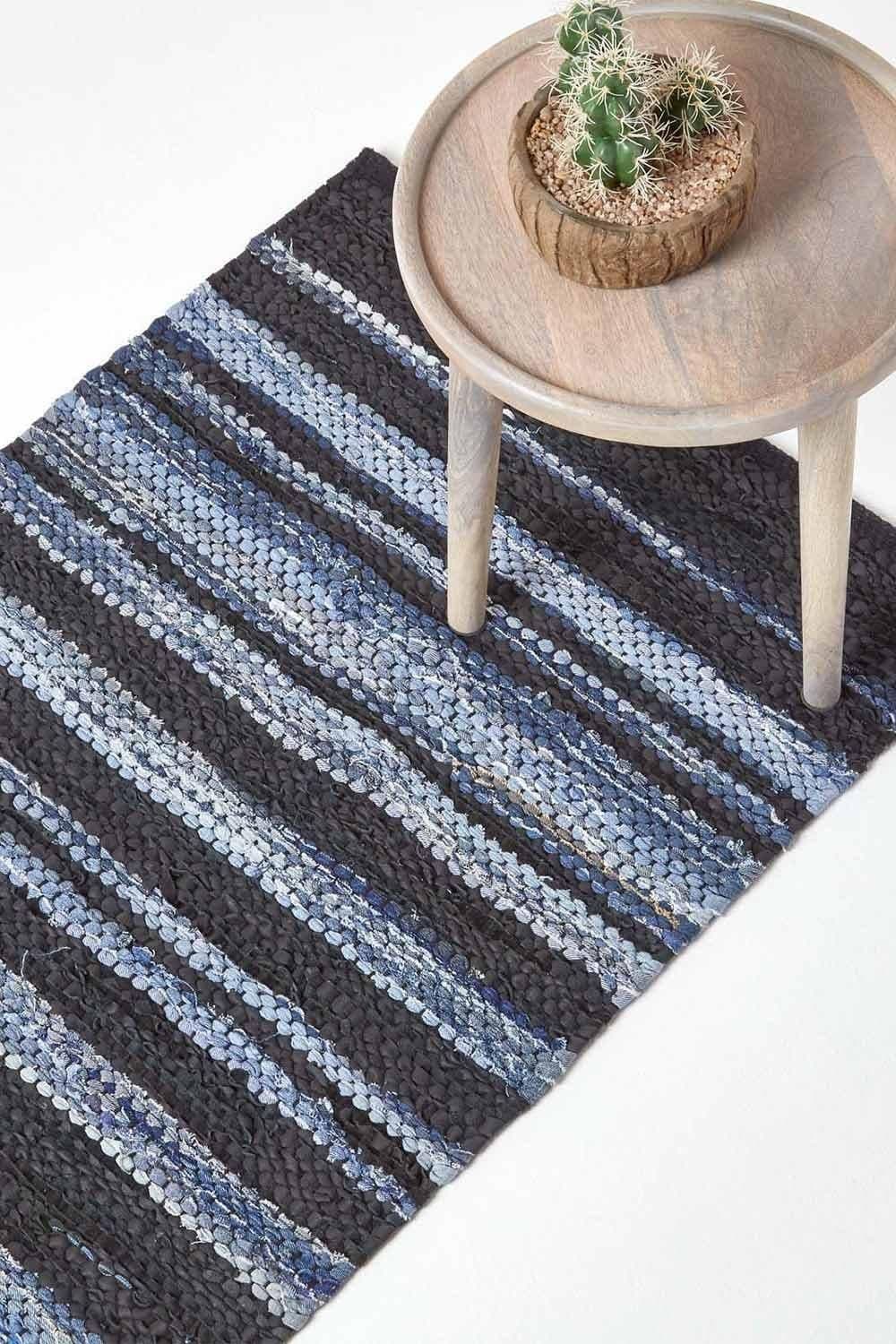 Texas Leather & Denim Woven Striped Hall Runner 66 x 200 cm