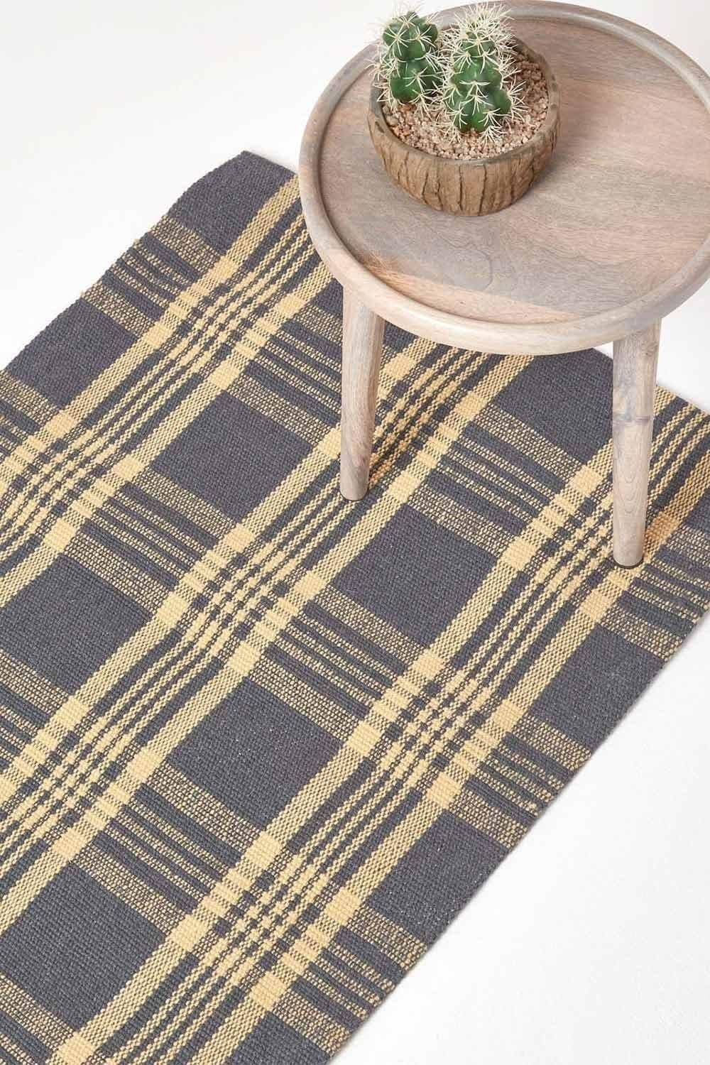 Douglas Tartan Check Non Slip 100% Wool Hall Runner 66 x 200 cm