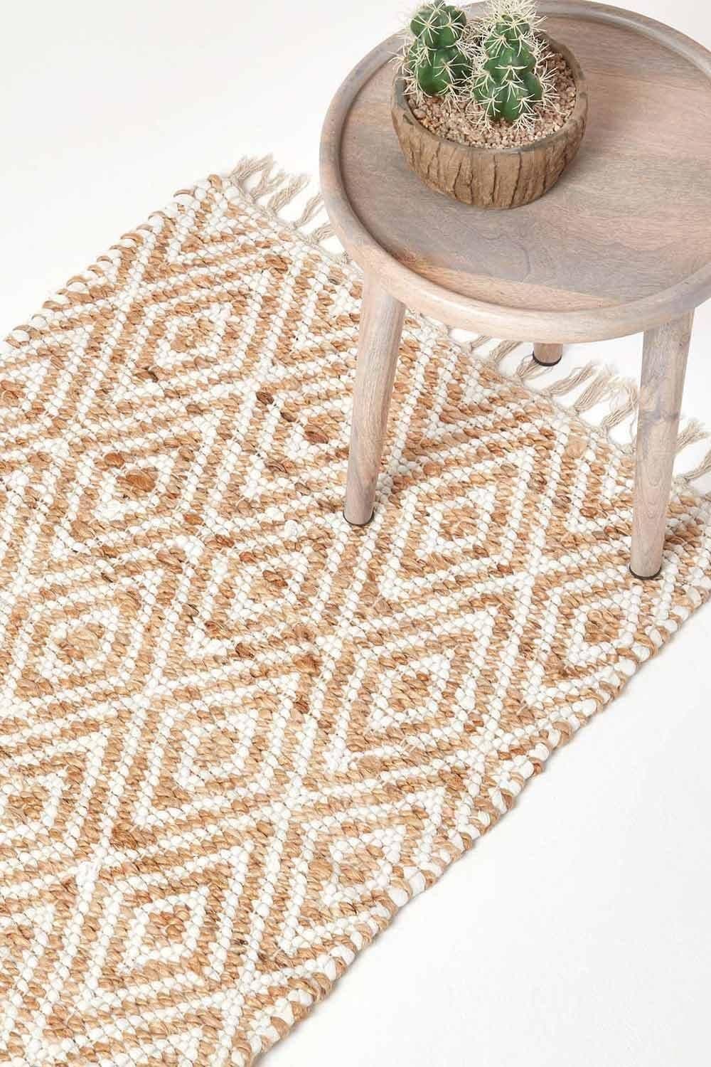 Sierra Diamond Pattern Hemp Chindi Hall Runner 66 x 200 cm