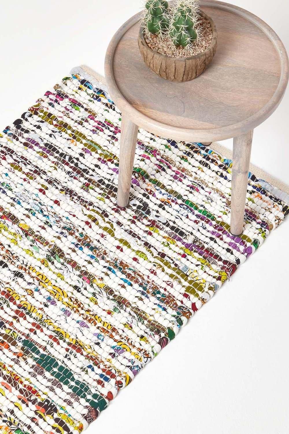 Handwoven Coloured Cotton Chindi Hall Runner 66 x 200 cm