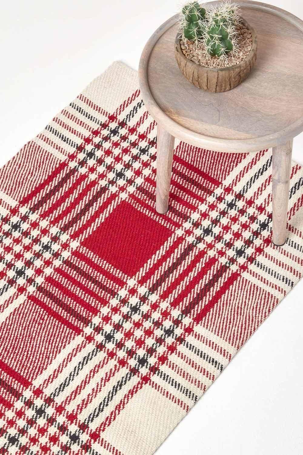 Walker Tartan Check Non Slip 100% Wool Hall Runner 66 x 200 cm
