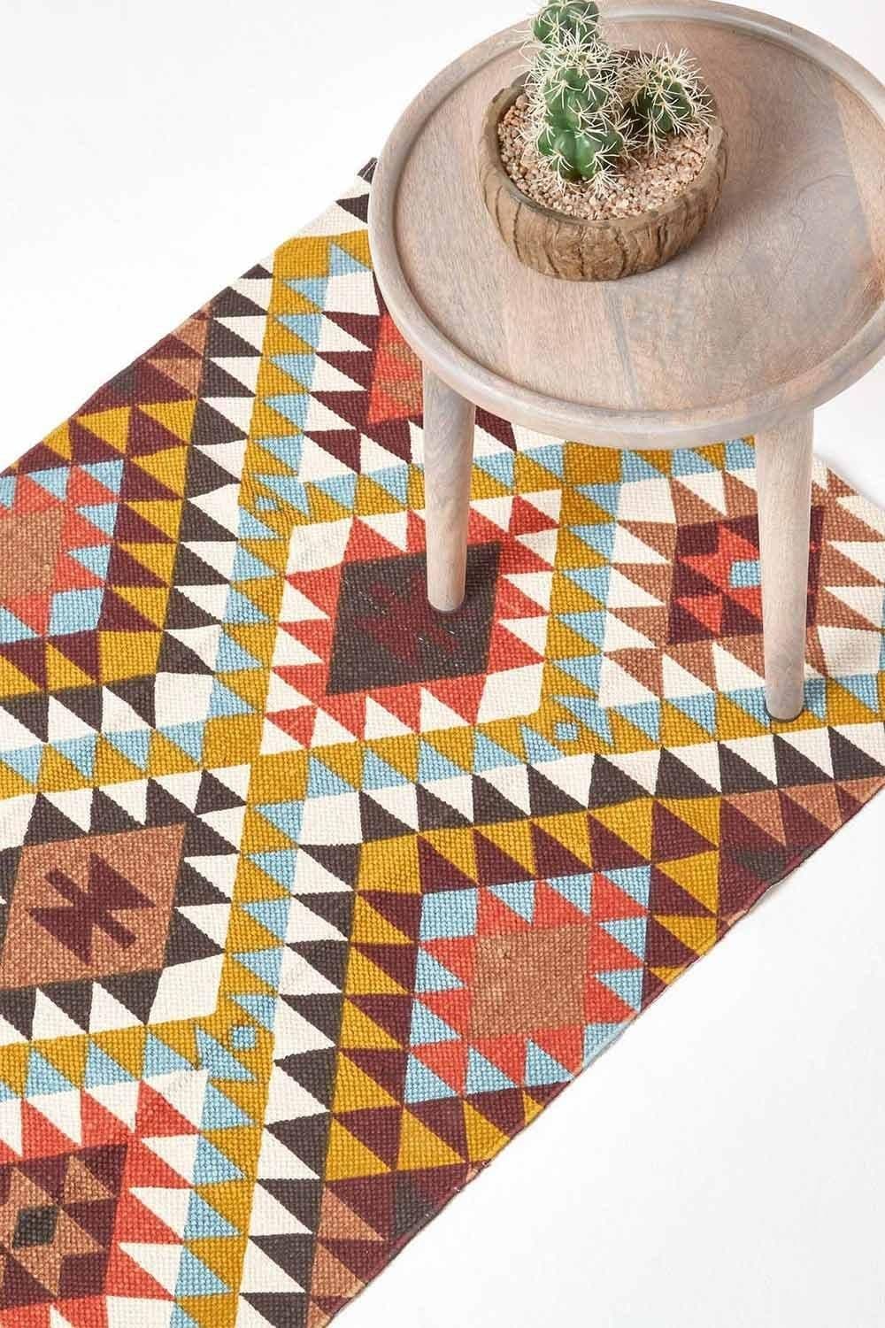 Oslo Coloured Cotton Diamond Pattern Hall Runner 66 x 200 cm