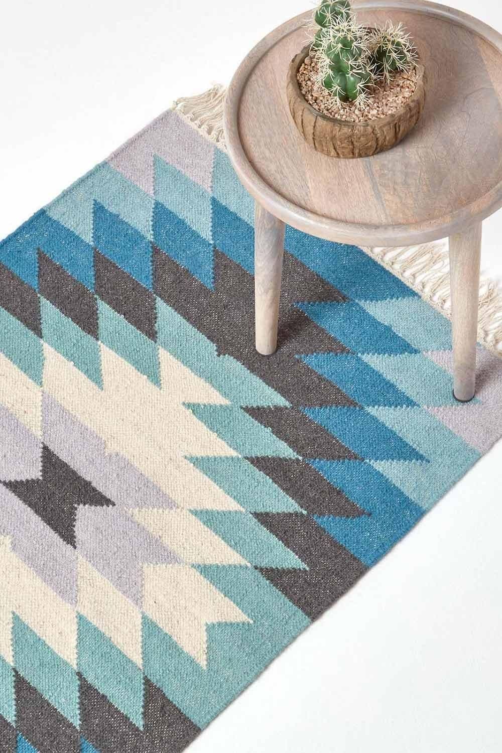 Helsinki Handwoven Kilim Pattern Wool Hall Runner 66 x 200 cm