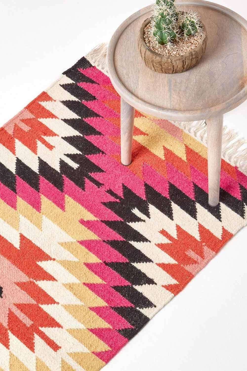 Jakarta Handwoven Pattern KIlim Wool Hall Runner 66 x 200 cm