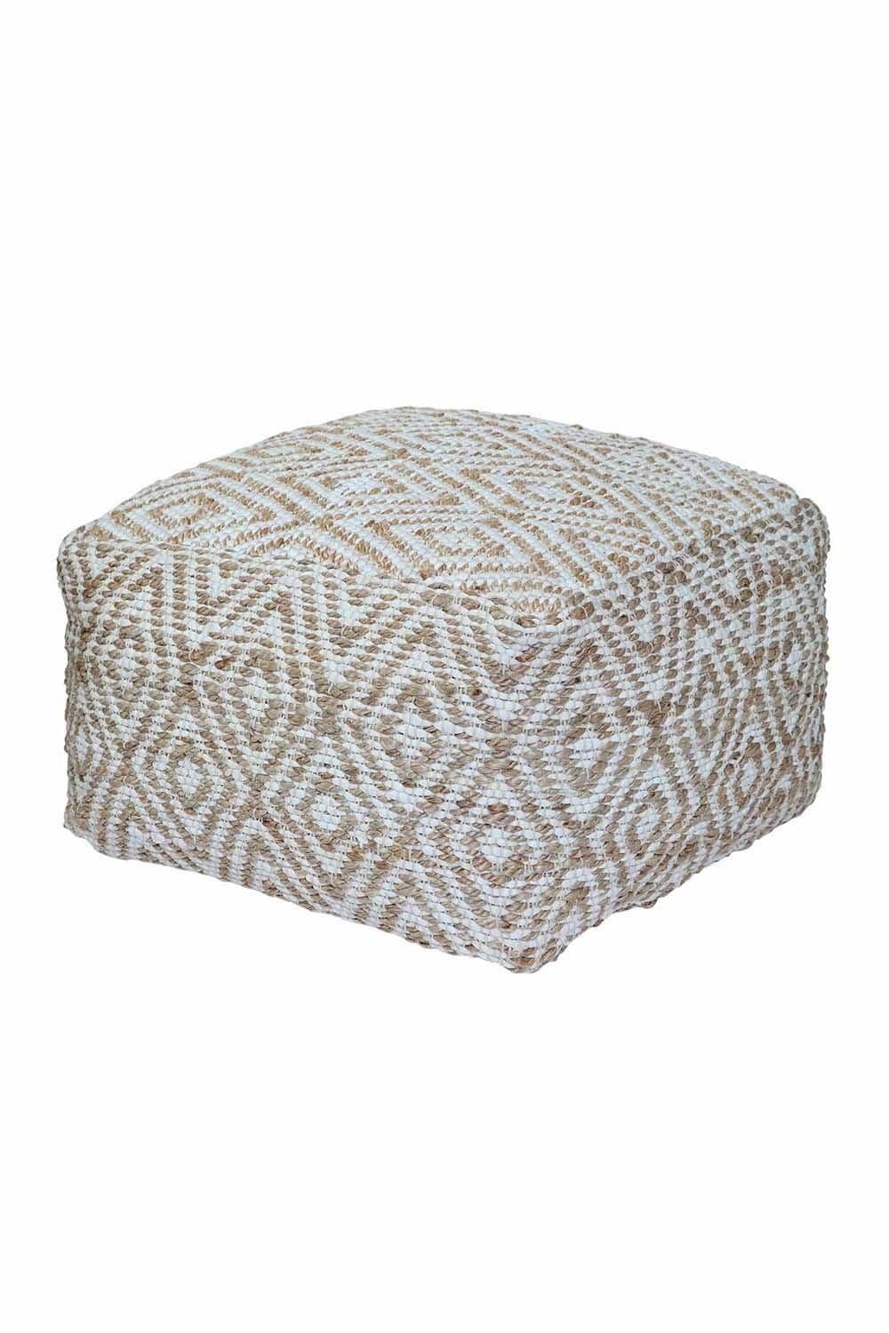 Sierra Diamond Pattern Hemp Square Bean Filled Pouffe 60 cm