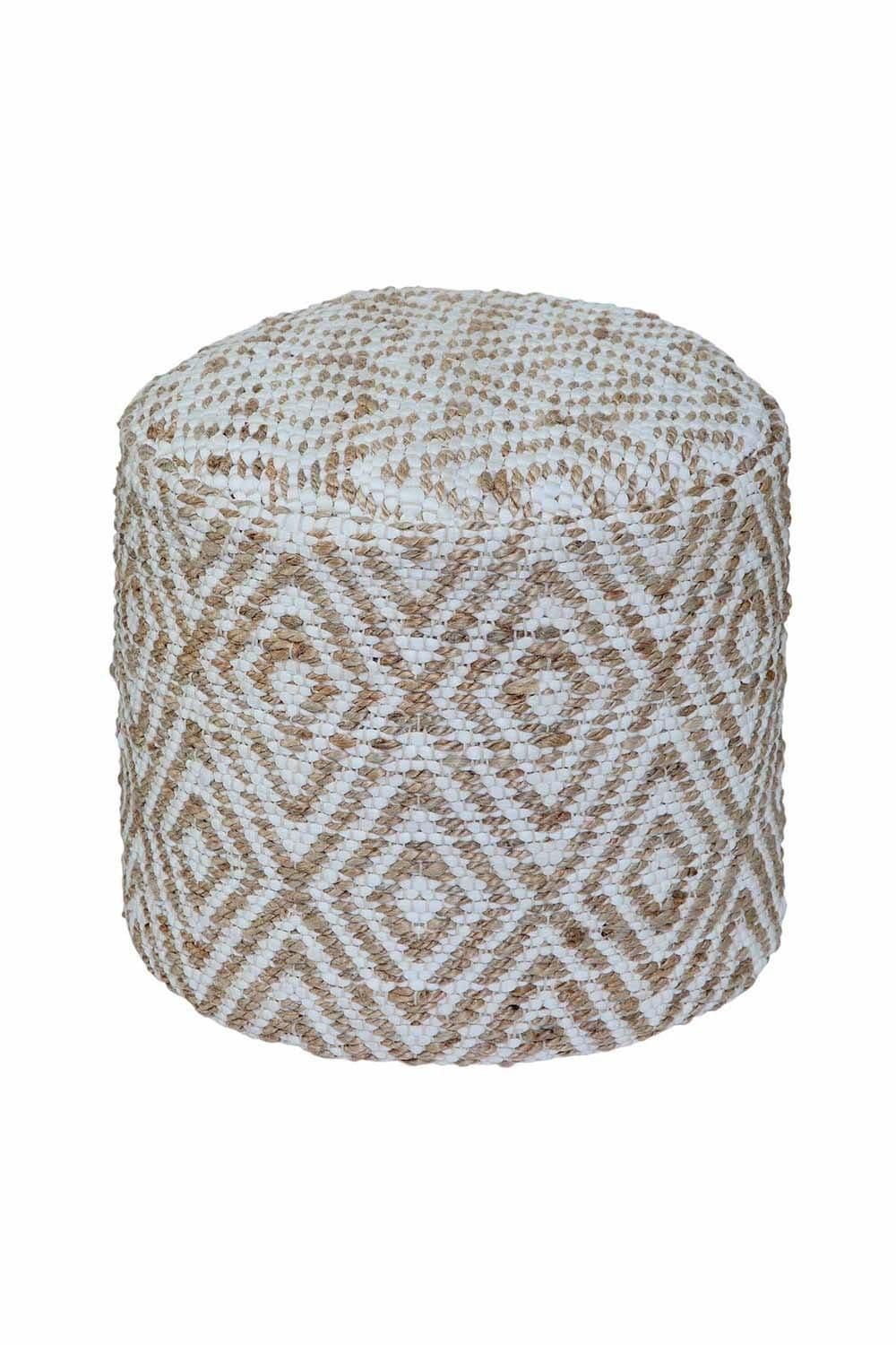 Sierra Diamond Pattern Hemp Circular Bean Filled Pouffe