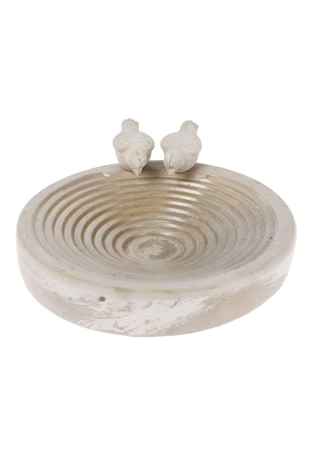 Round Concrete Birdbath Heavyweight Love Birds Decoration