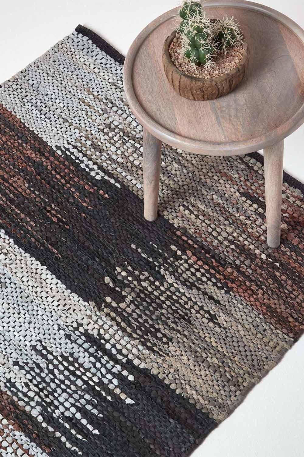 Real Leather Handwoven Cutshuttle Rug