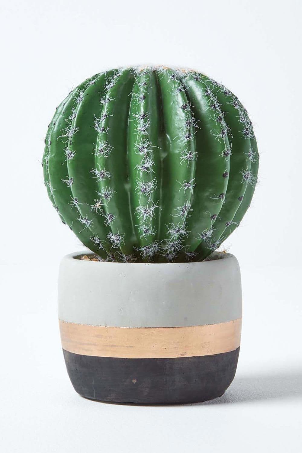 Golden Barrel Artificial Cactus Contemporary Pot 19 cm Tall