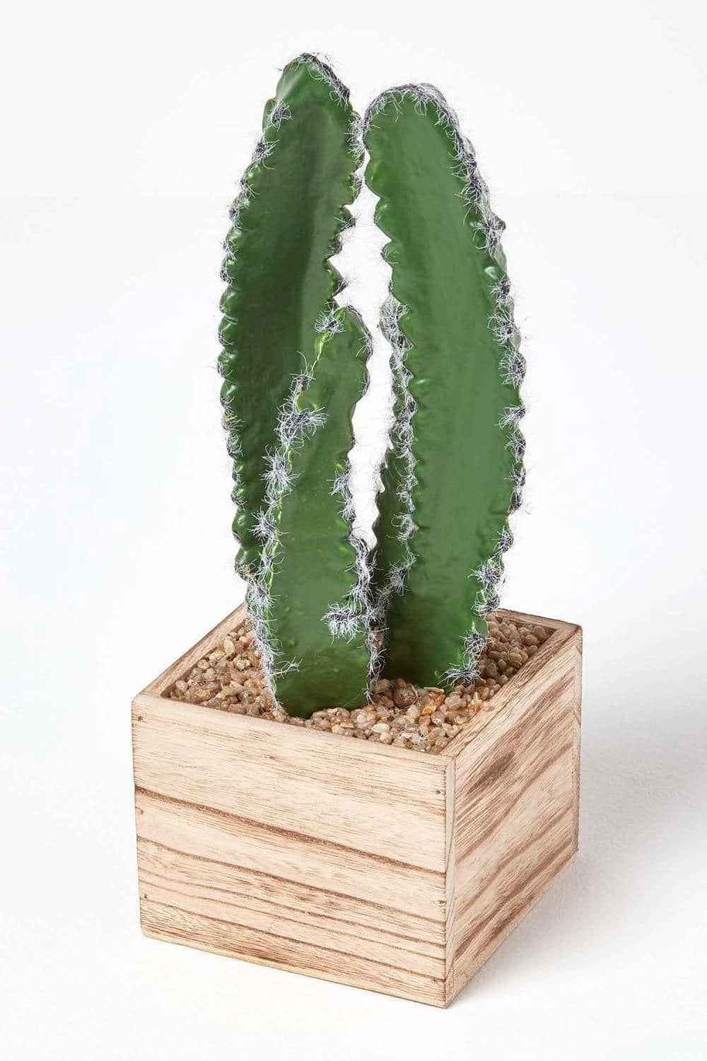 Artificial Cactus Plant Wooden Pot 33 cm Tall