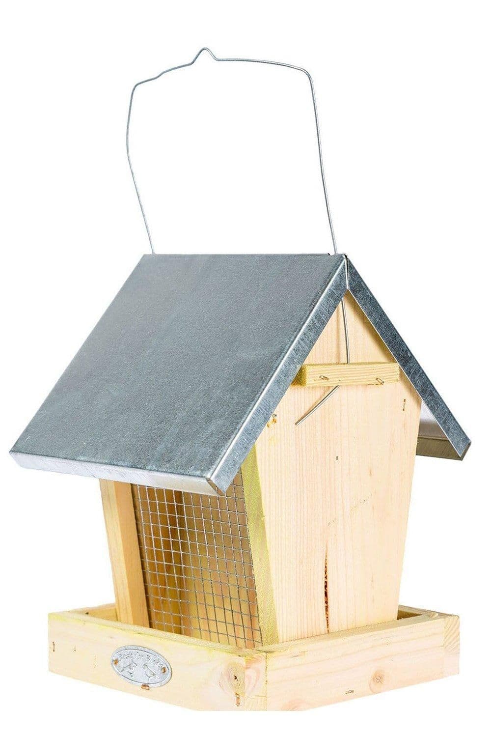 Wooden Hanging Bird Box Hopper Feeder