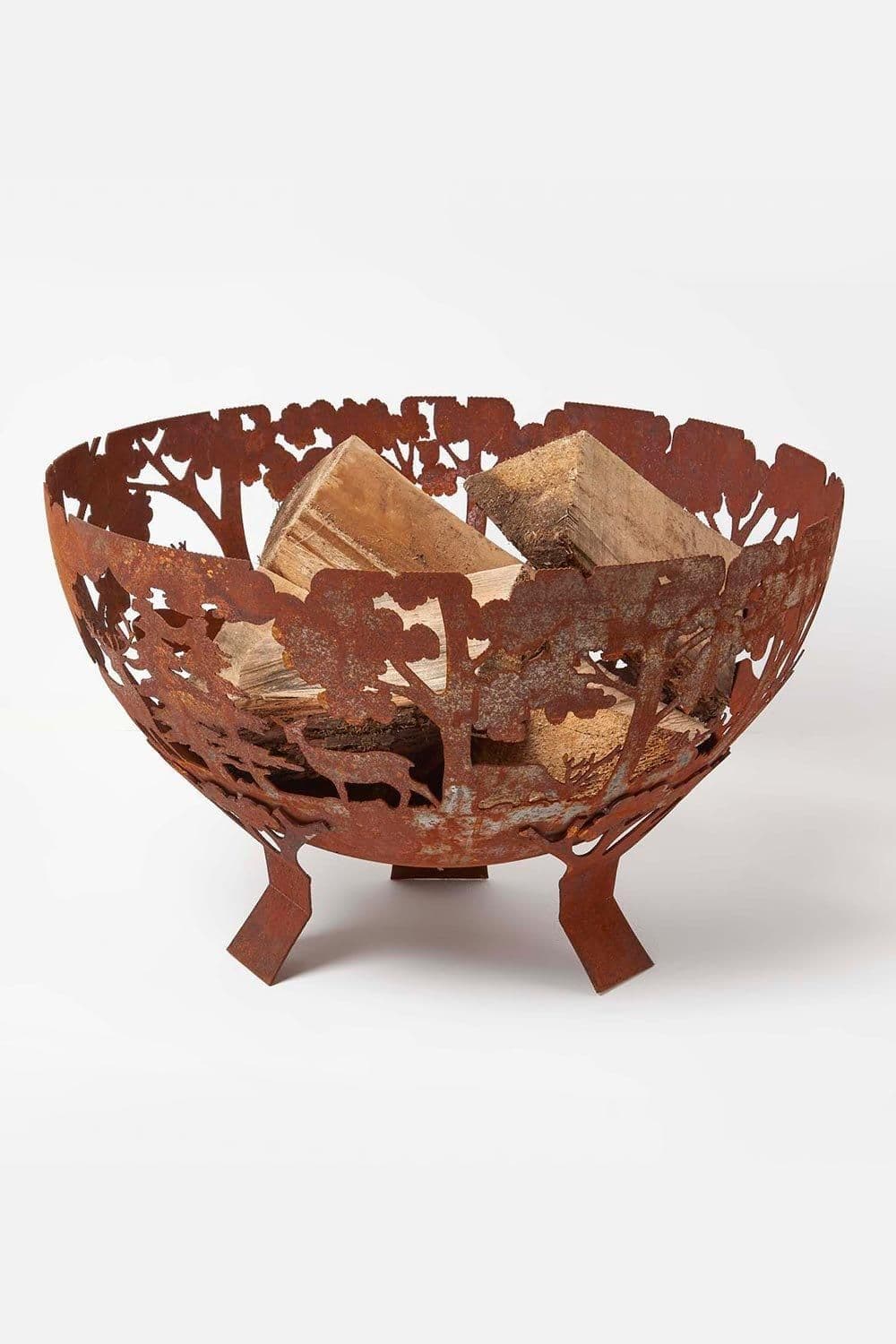 Decorative Fire Bowl Laser Cut Woodland Scene