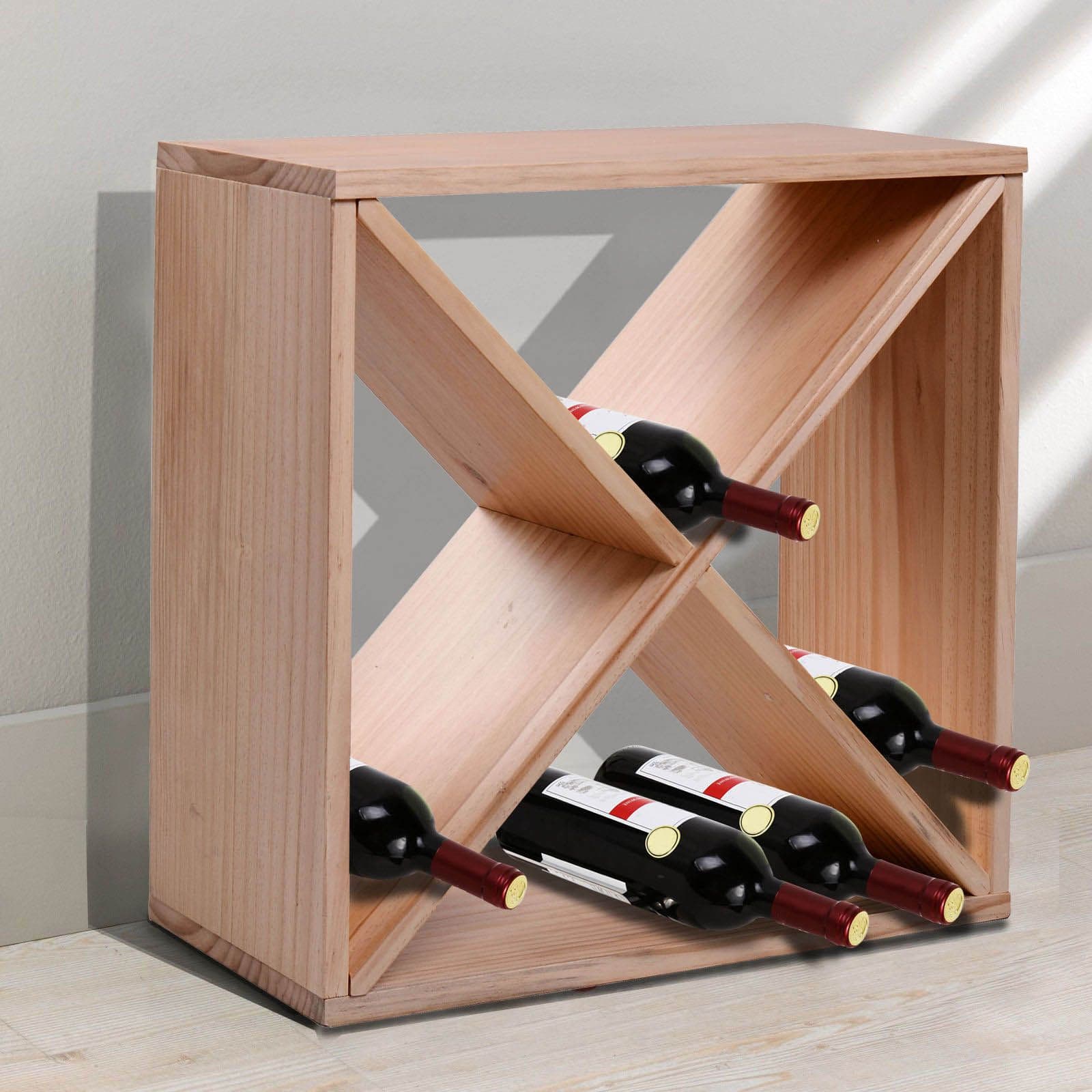 Wine Rack Tabletop 24 Bottle Holder Storage Cube Stand Champagne Stack