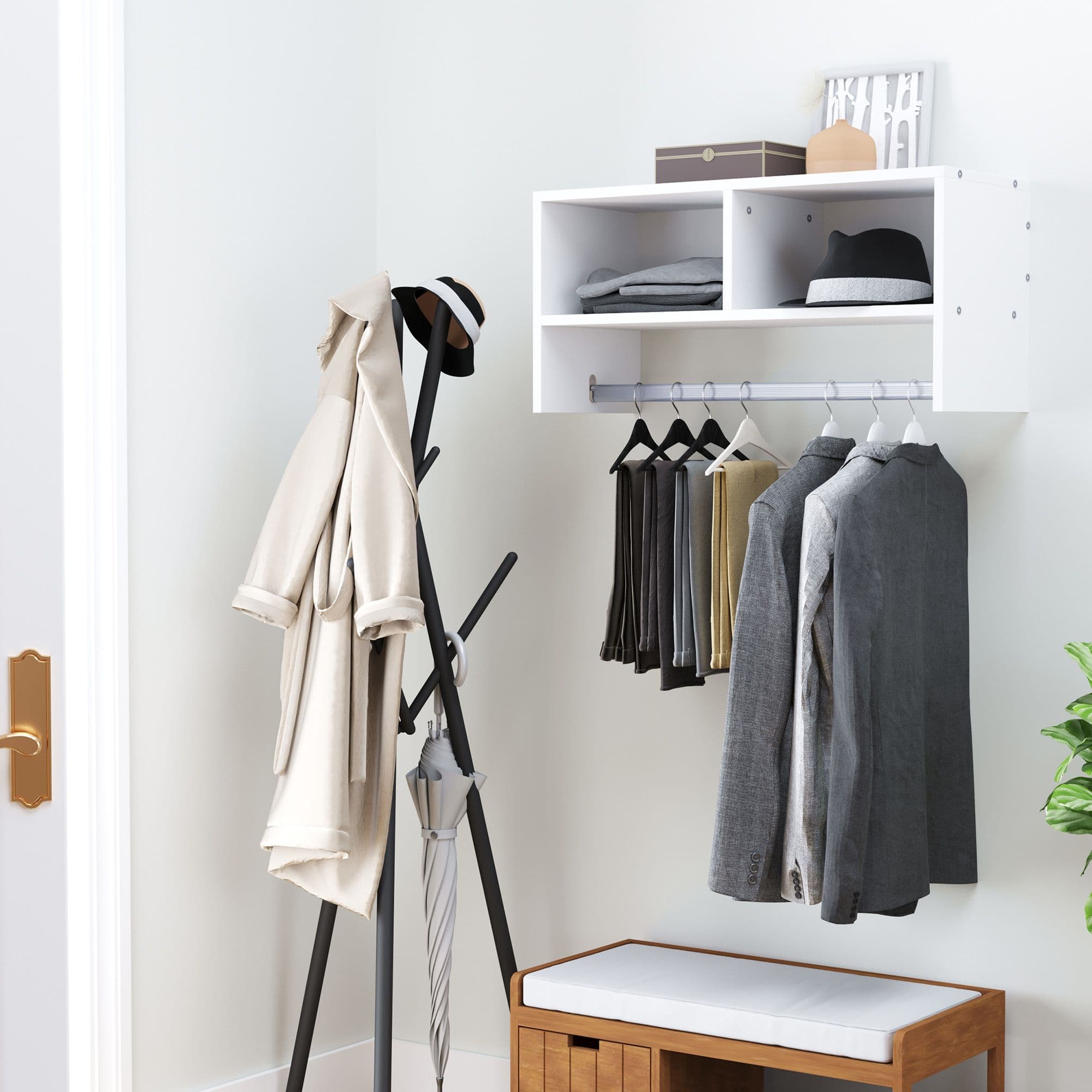 Storage Hat Rack Hanging Coat Organizer Rail Hanger Wall Mounted