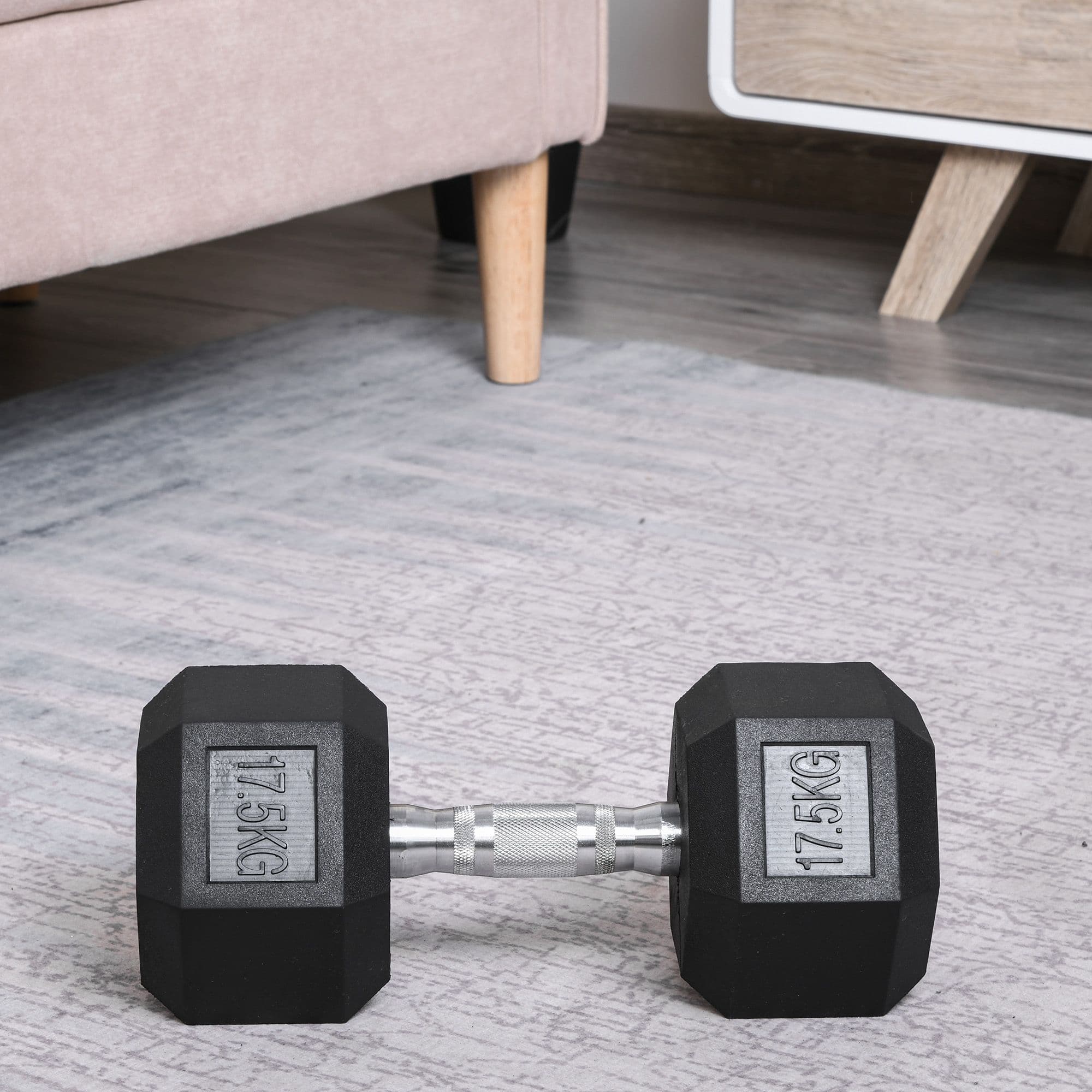 Single Rubber Hex Dumbbell Portable Hand Weights Home Gym