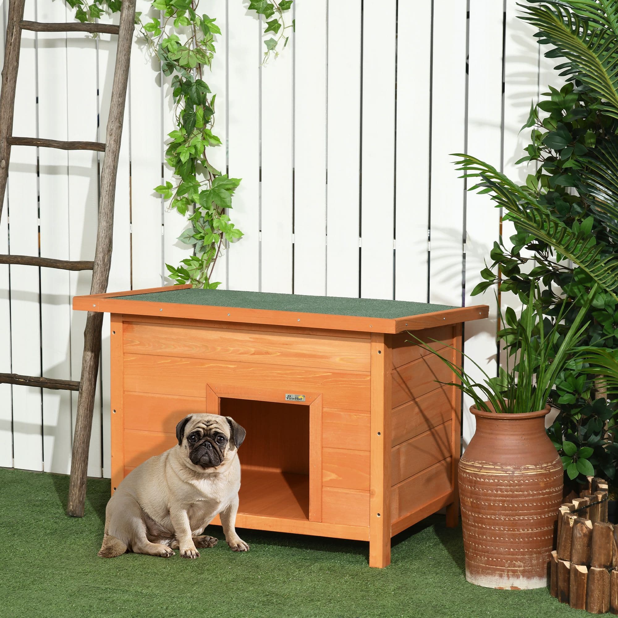 82cm Wooden Dog Kennel House Garden Shelter Backyard Waterproof