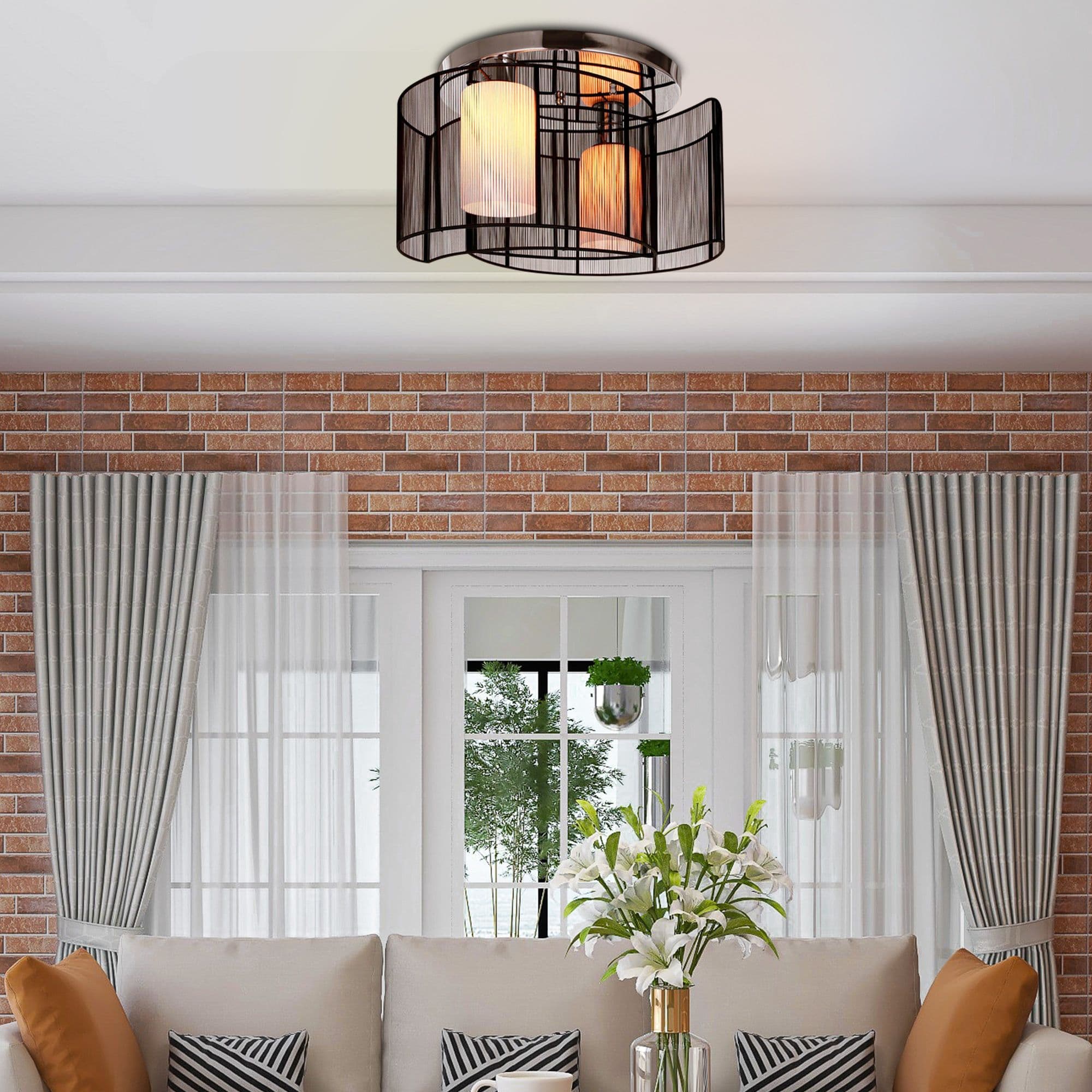 Modern Crystal Ceiling Light Flush Mount Pendant Lamp Crescent Shades
