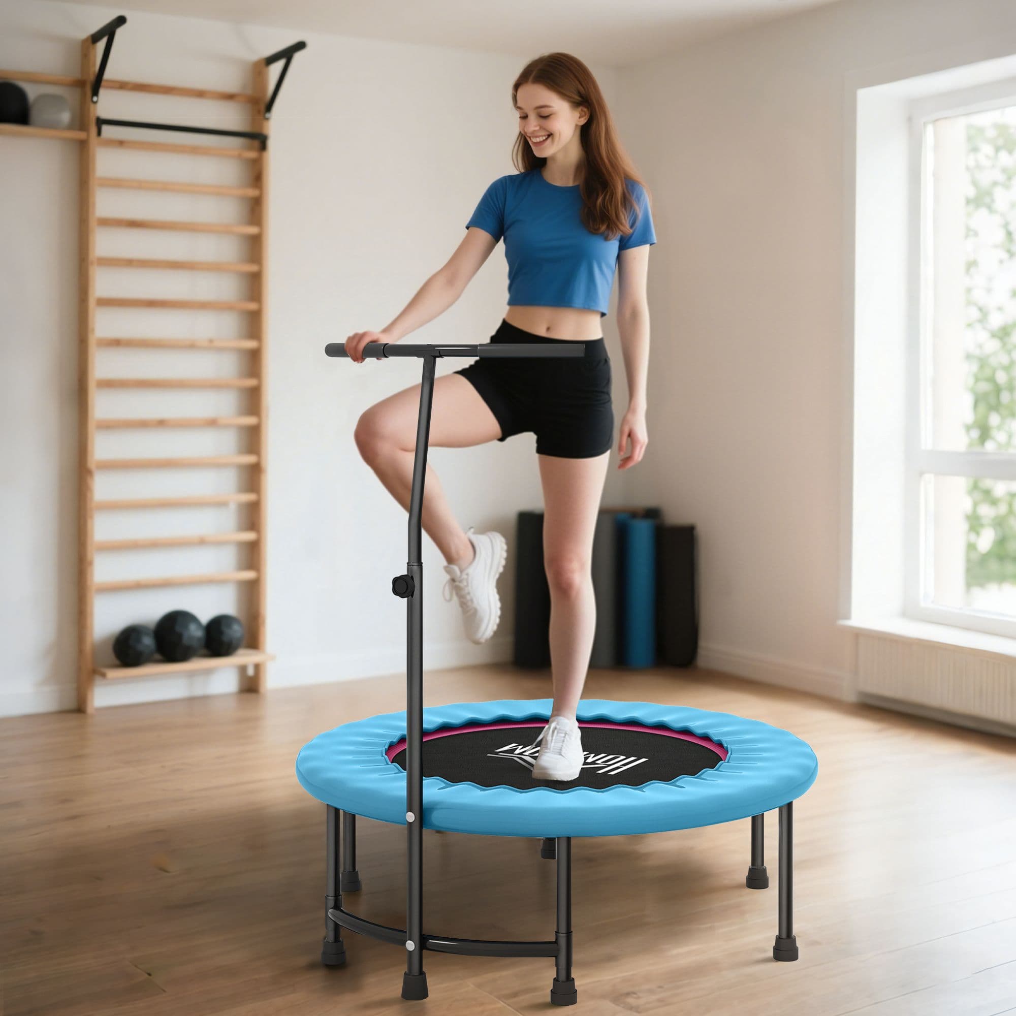 40" Trampoline Rebounder Workout Adjustable Handle Adult Jumper Fitness