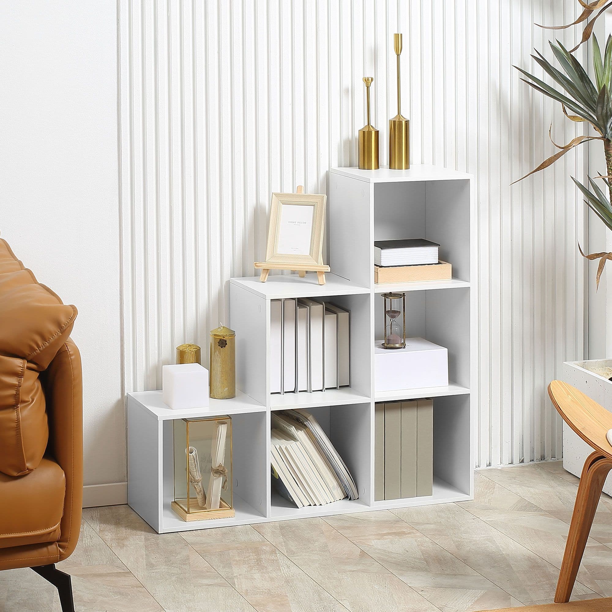 L Shaped Storage Cabinet Closet Organiser Bookcase with 6 Cube