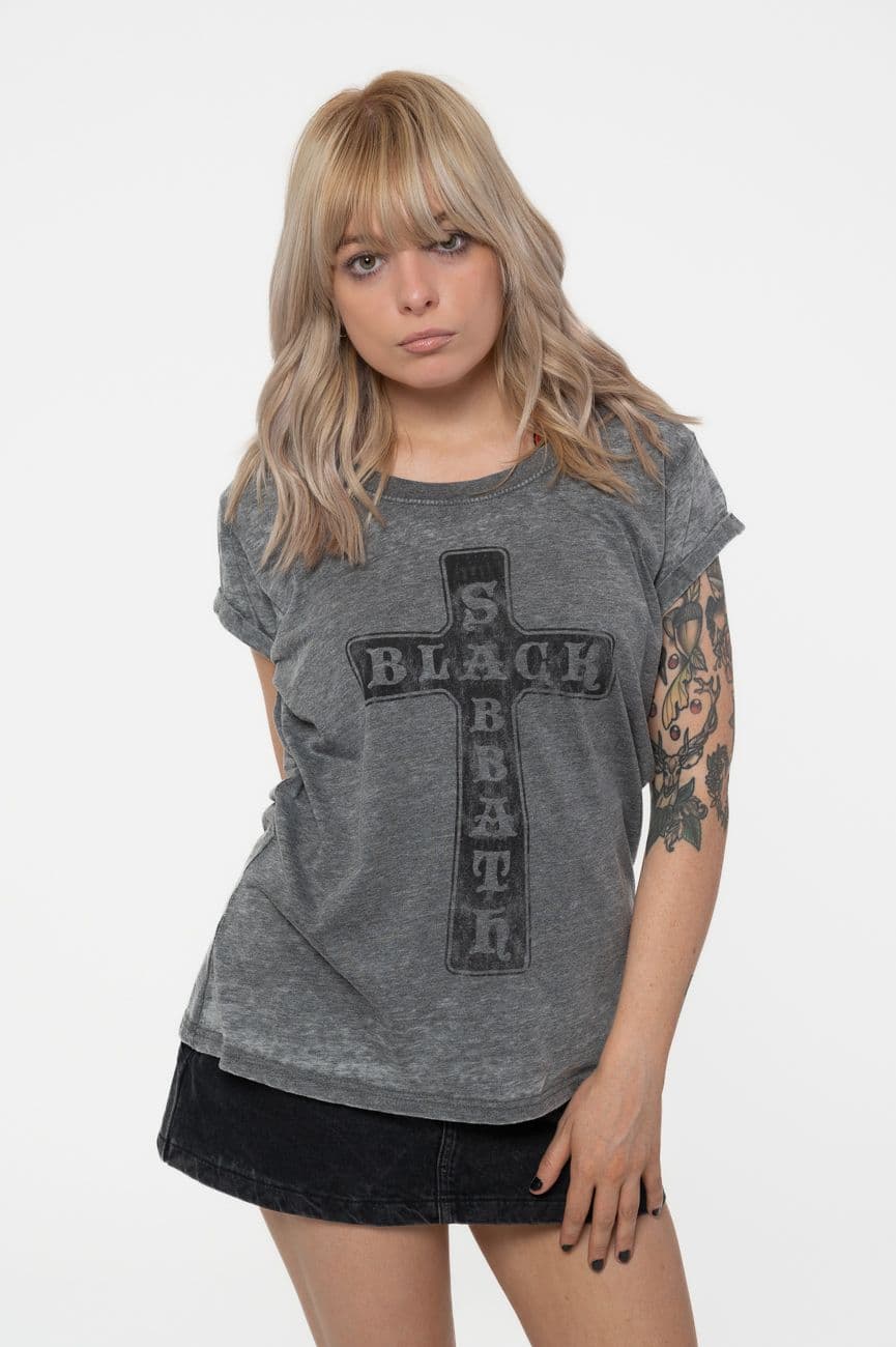Vintage Cross Burnout T Shirt