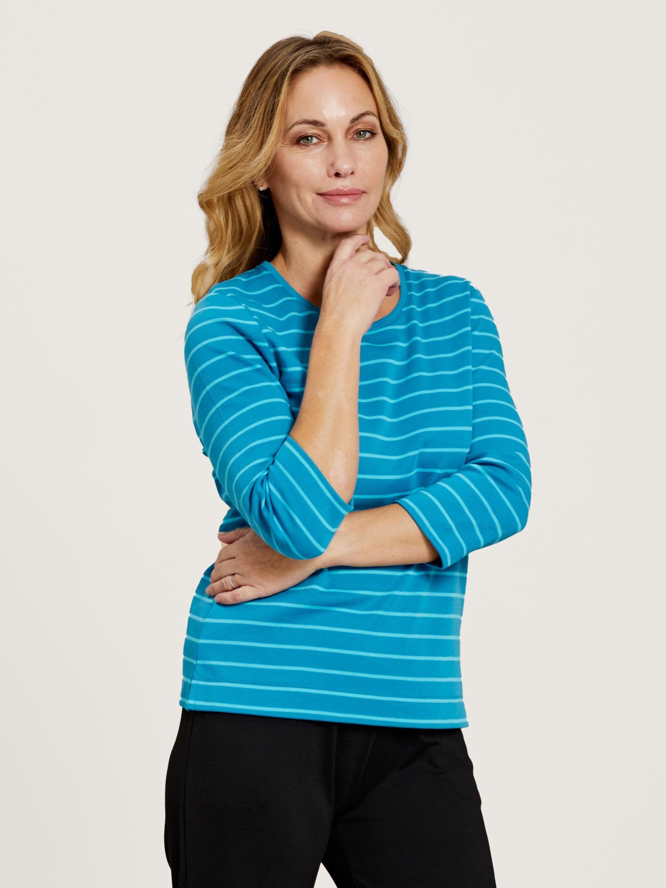 Penny Plain Women's Striped Top in Blue | Size: 14-16