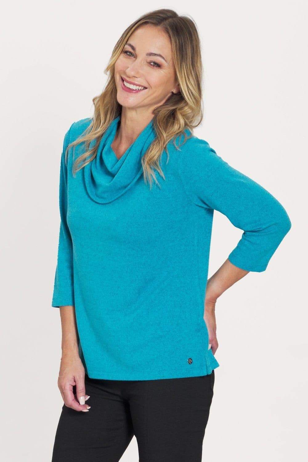 Penny Plain Women's Cuff Detail Cowl in Blue | Size: 22-24