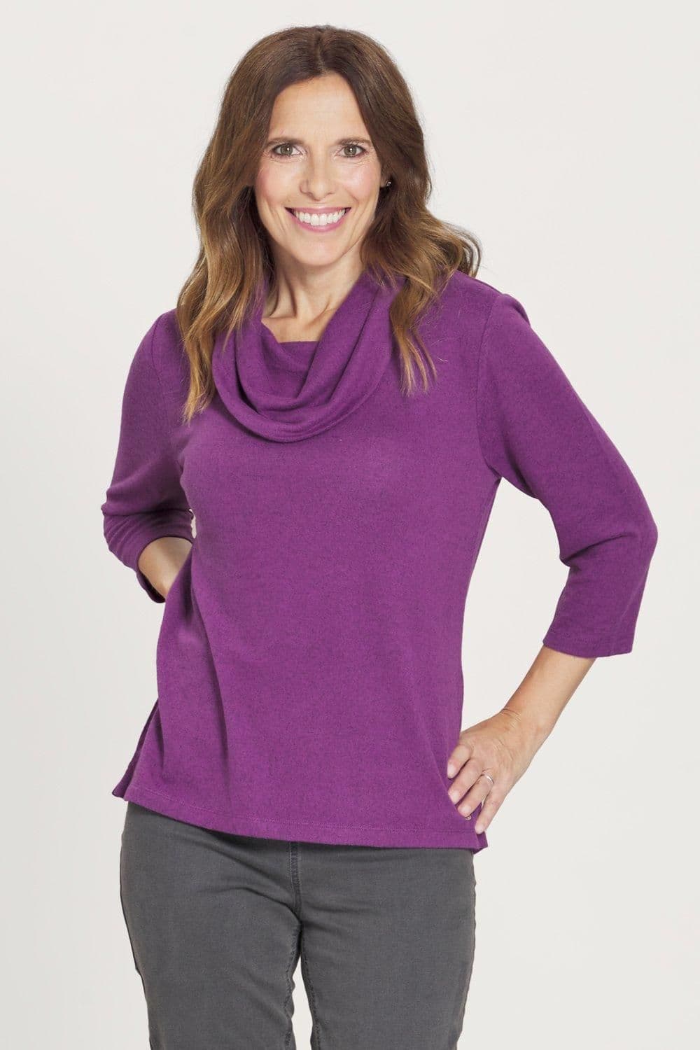 Penny Plain Women's Cuff Detail Cowl in Purple | Size: 14-16