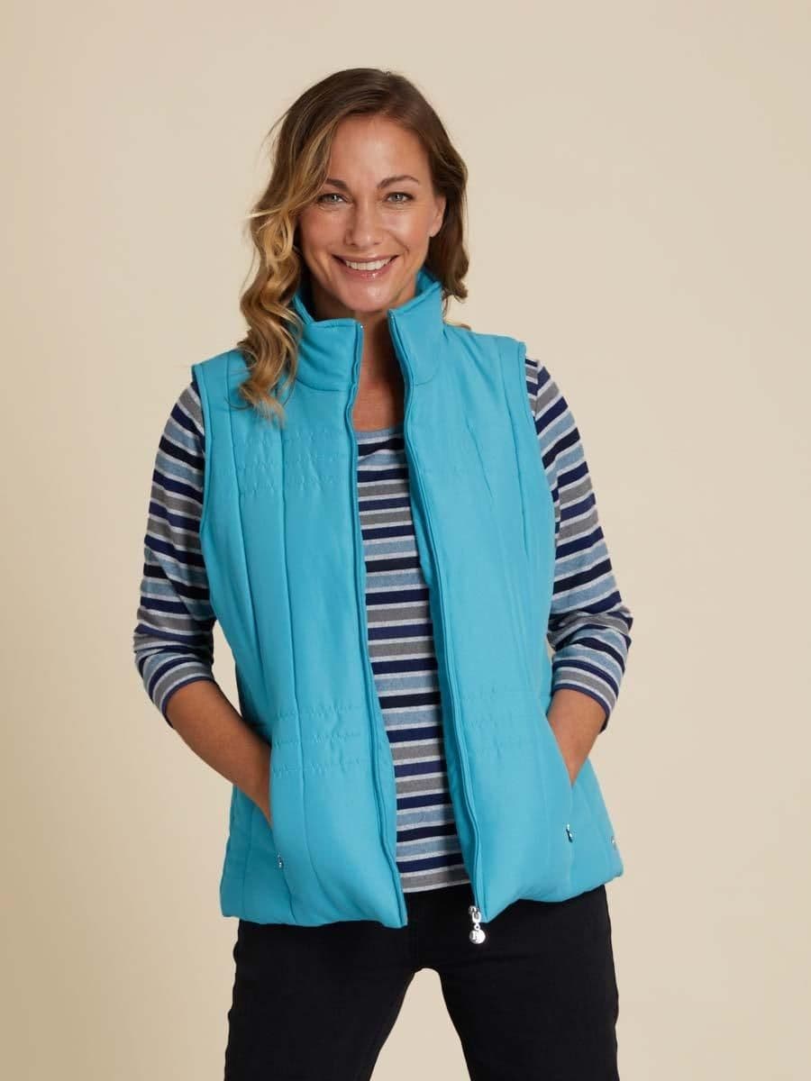 Penny Plain Women's Quilt Gilet in Blue | Size: 22-24