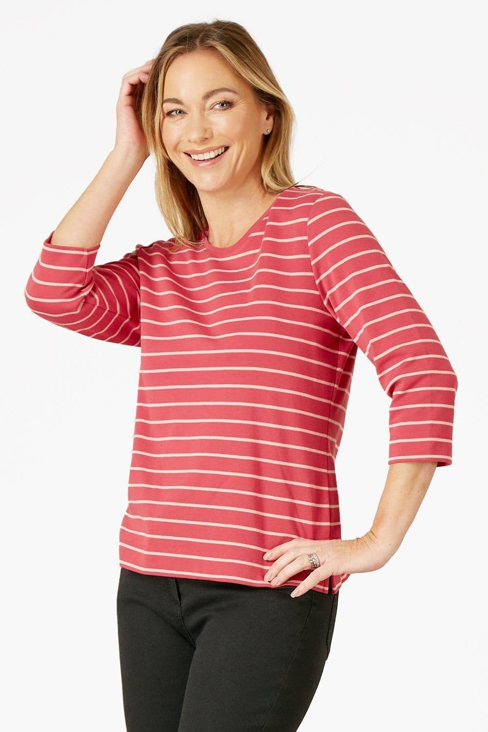 Penny Plain Women's Striped Top in Pink | Size: 10-12