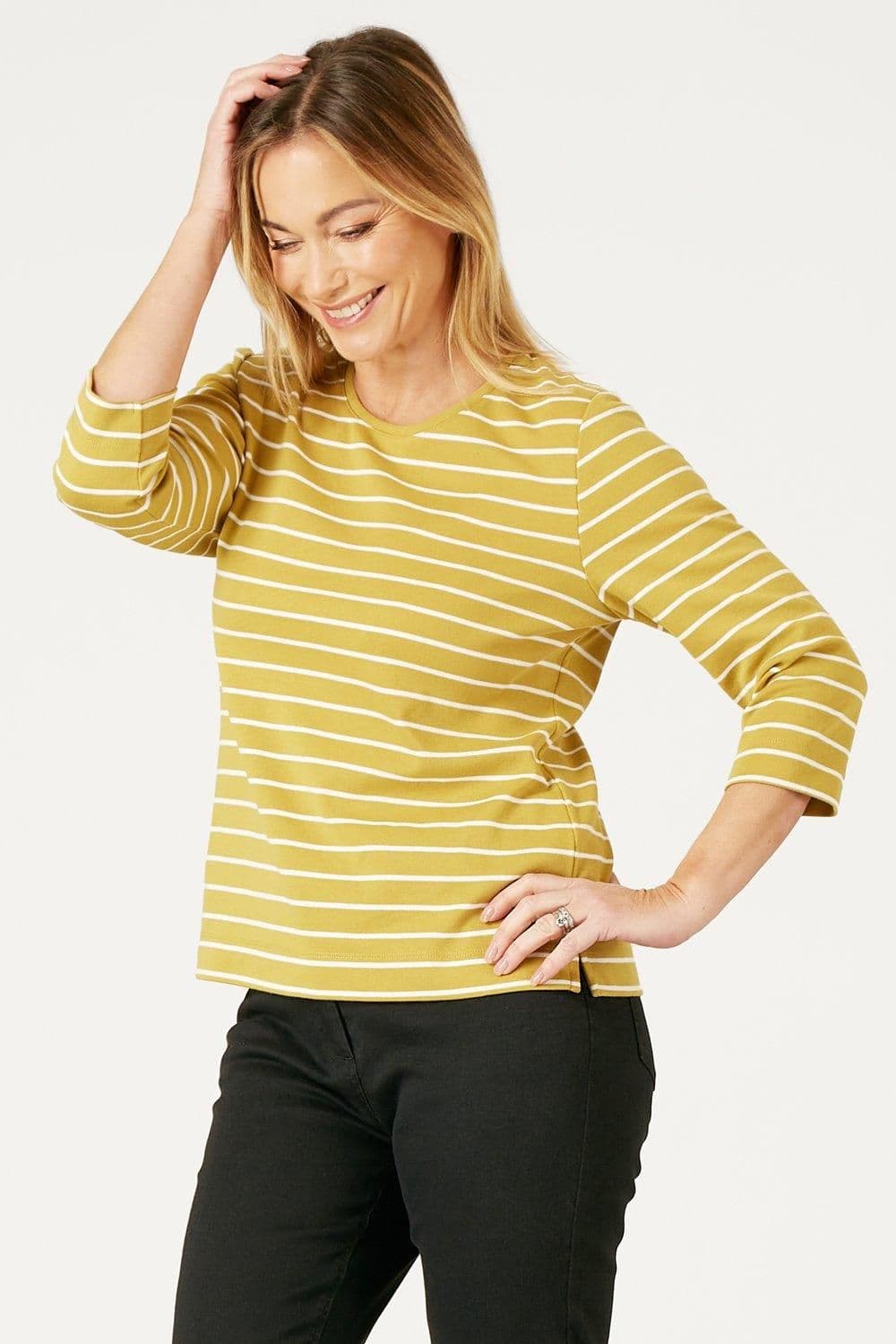 Penny Plain Women's Striped Top in Green | Size: 10-12