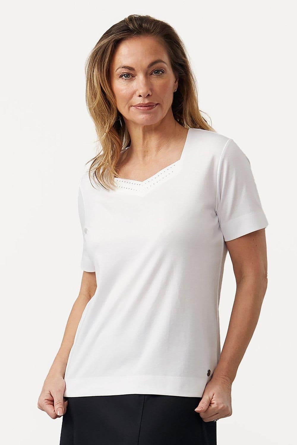 Diamante White Sweetheart Neck Top
