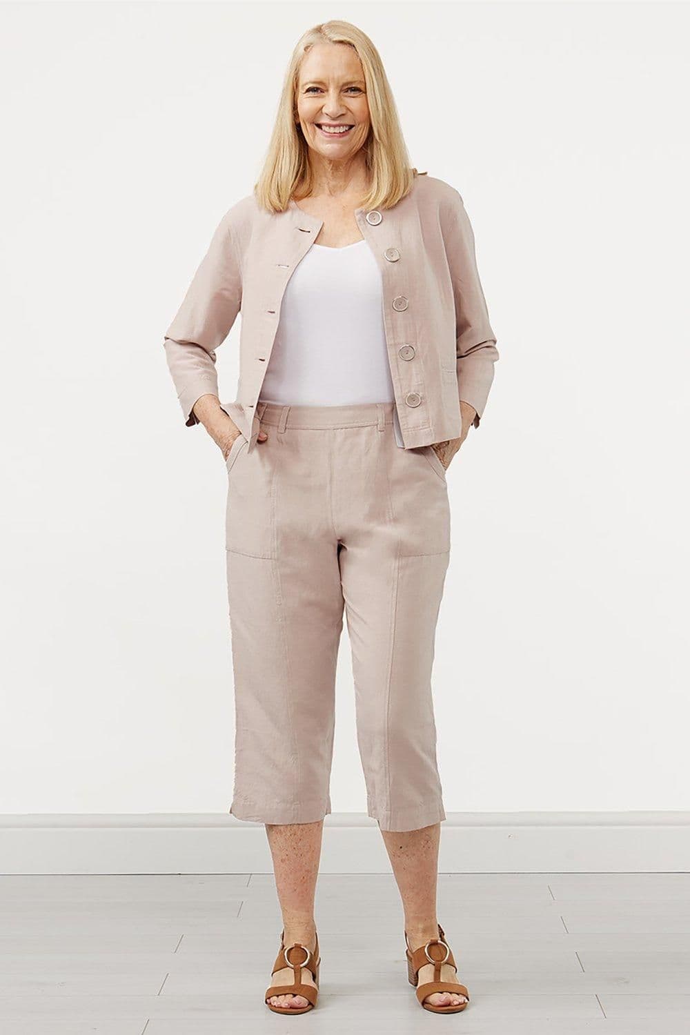 Cloud Linen Blend Cropped Trousers