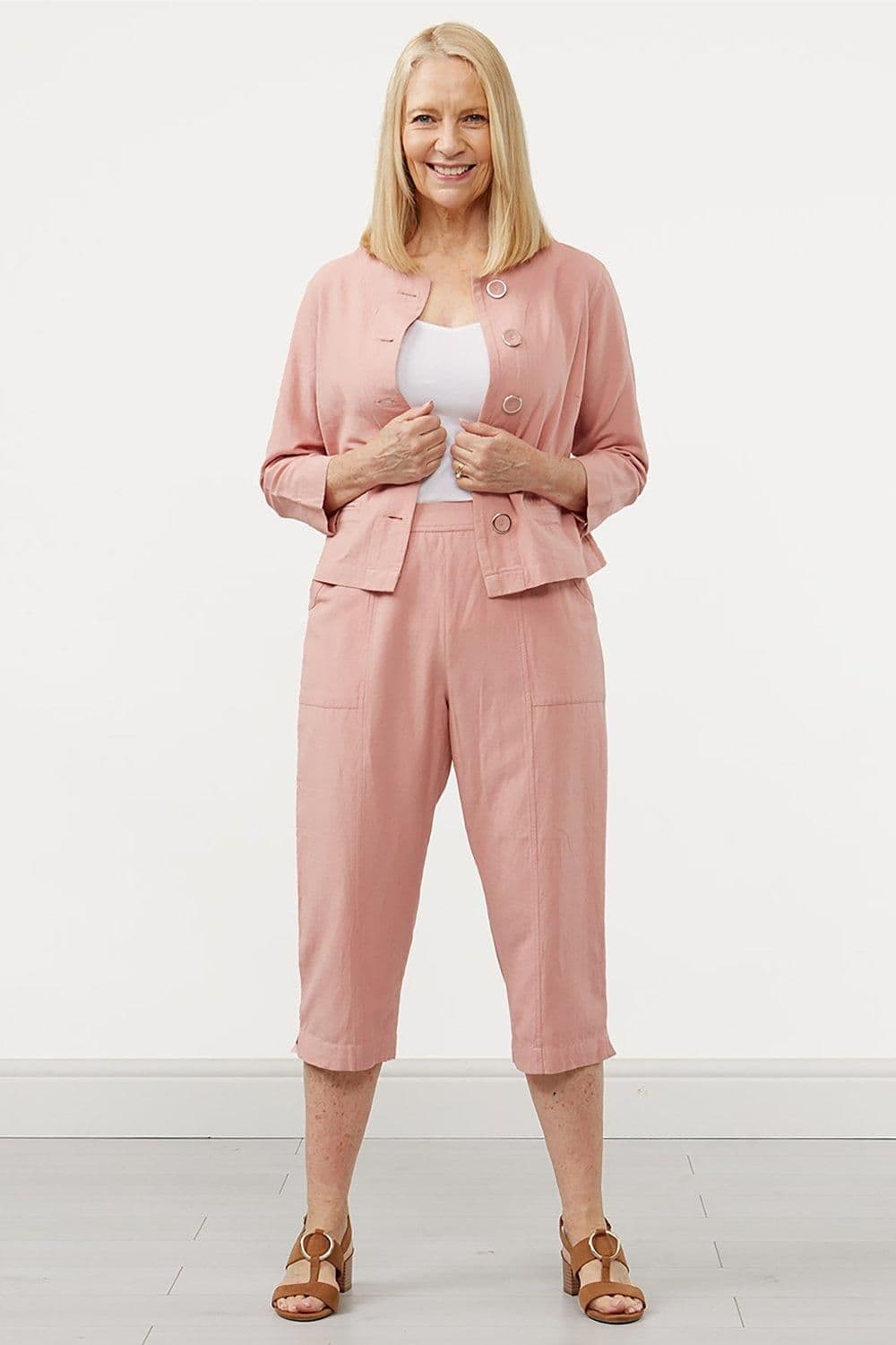 Dusk Linen Blend Cropped Trousers